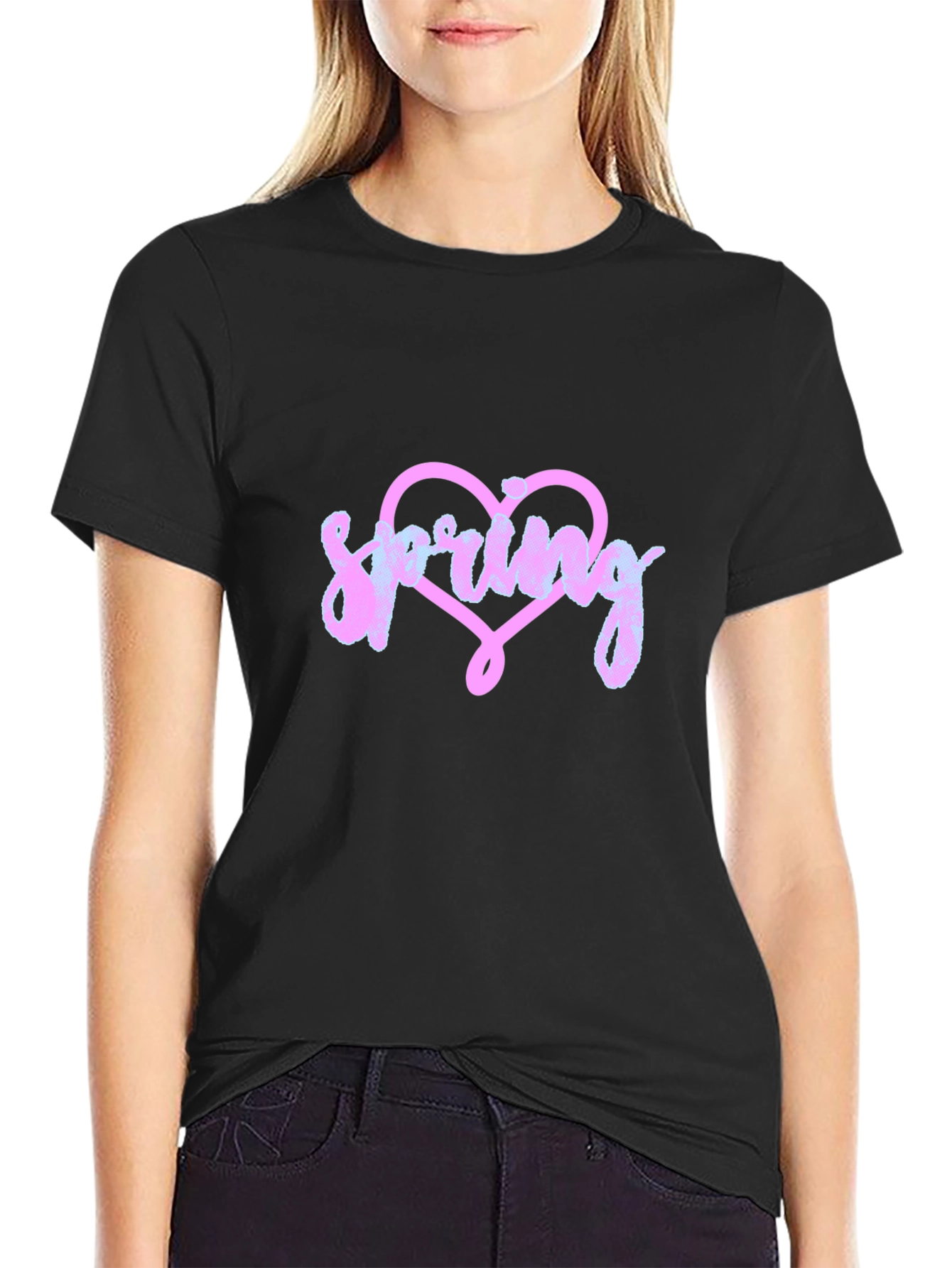 Spring Heart Graphic Tee - Black