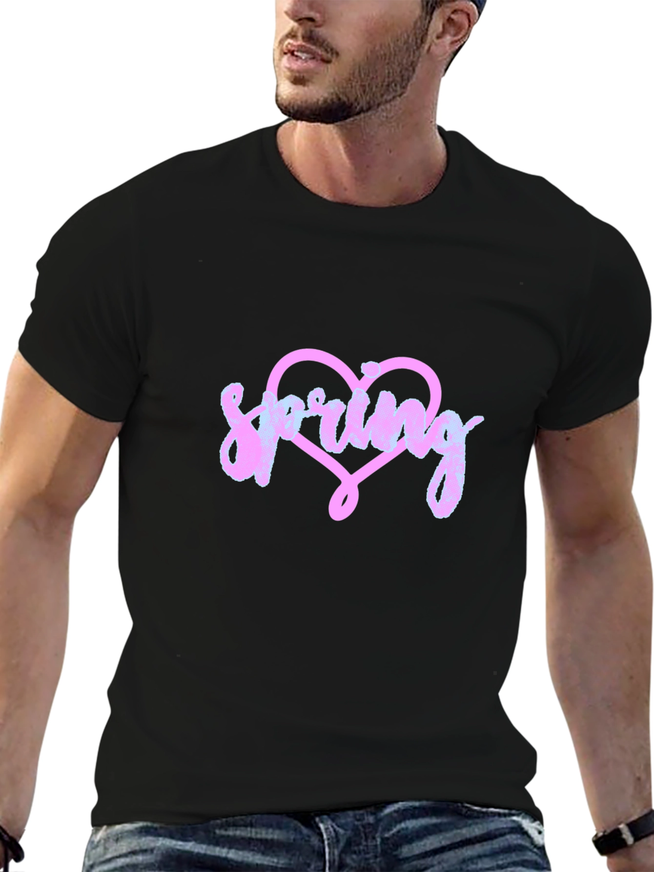 Spring Heart Graphic Tee - Black
