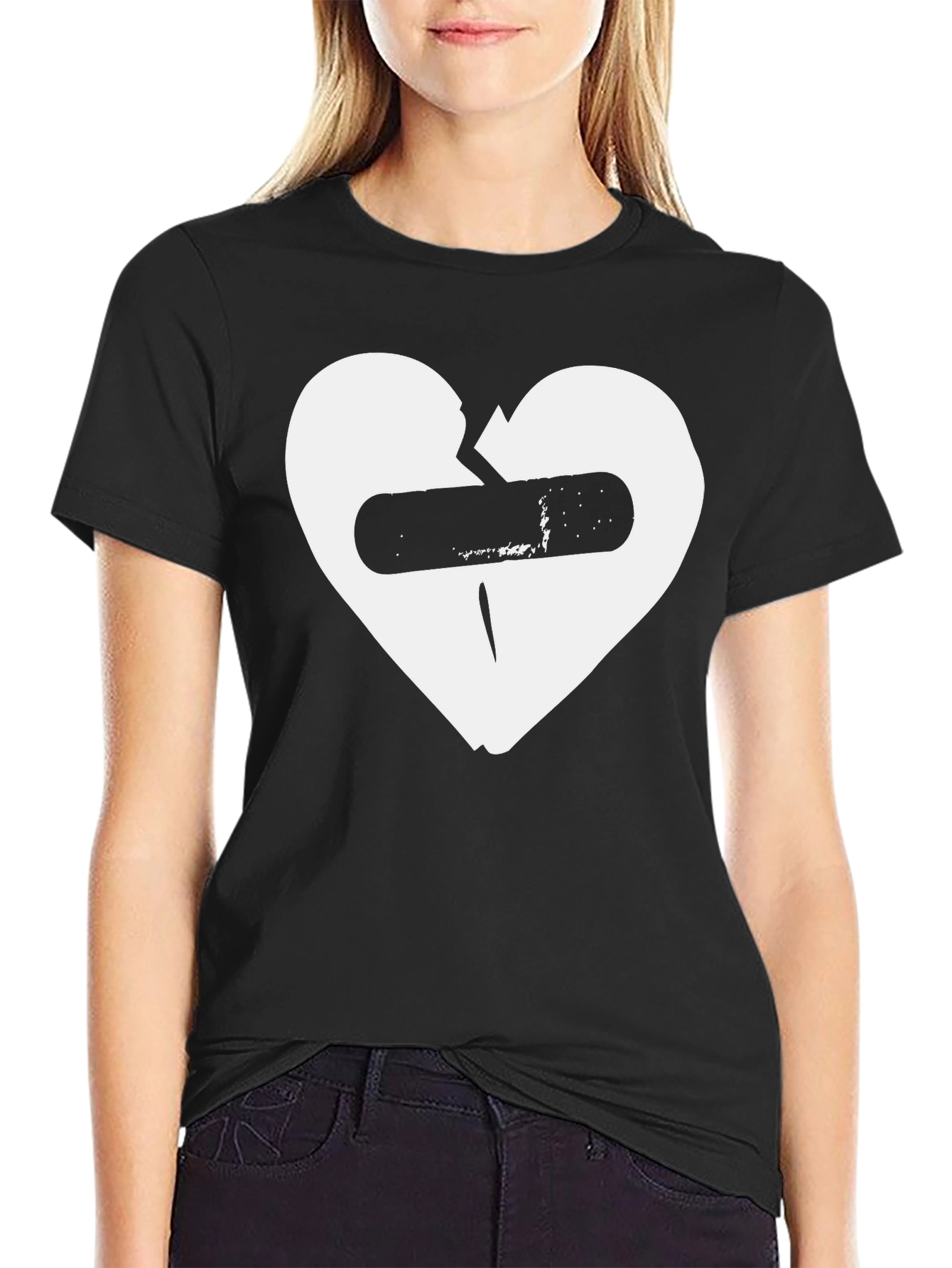 Broken Heart Bandage Graphic T-Shirt