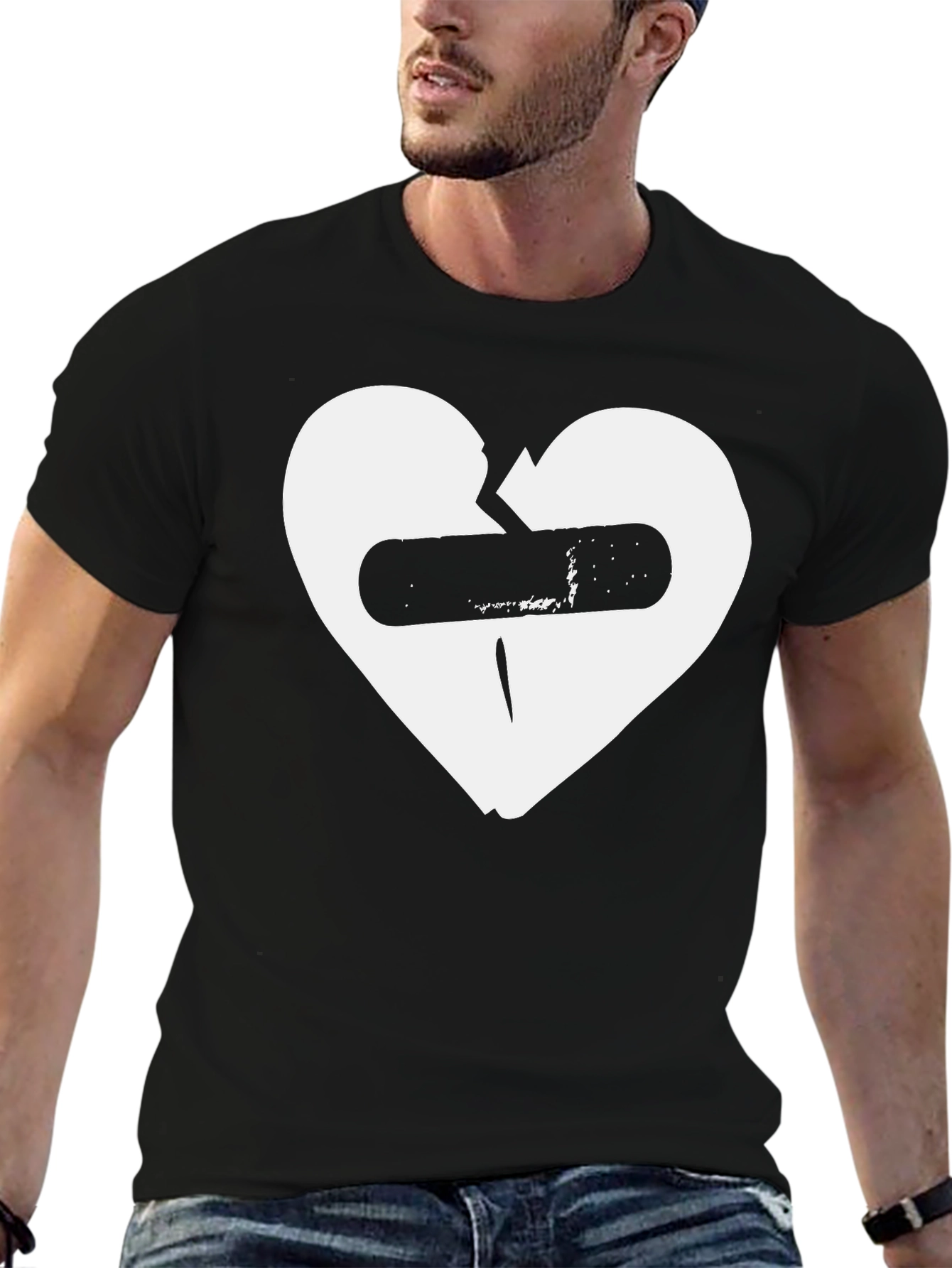 Broken Heart Bandage Graphic T-Shirt