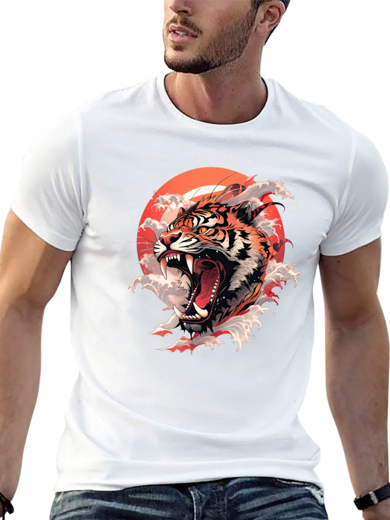 Tiger Roar Graphic Print Black Tee