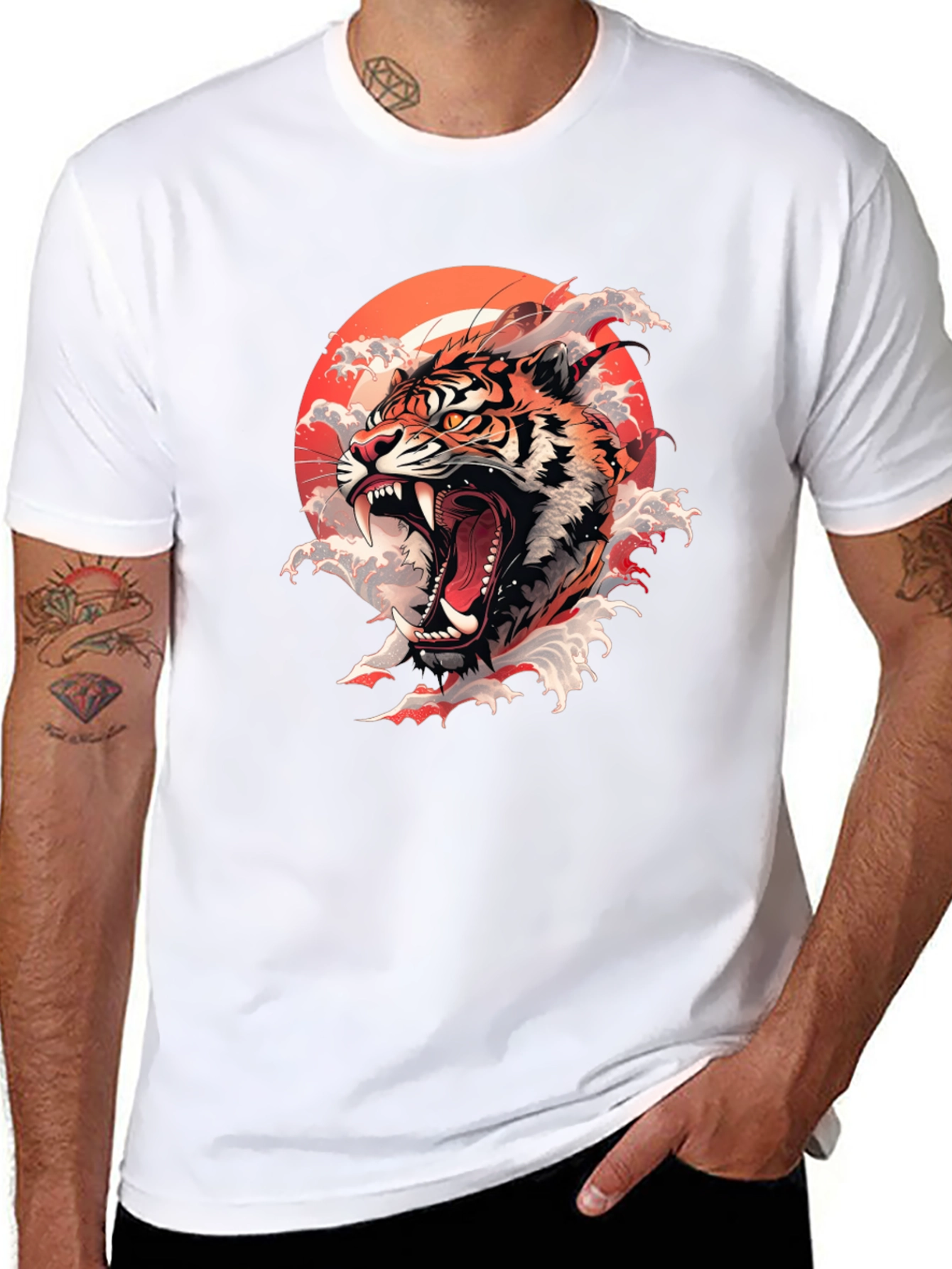 Tiger Roar Graphic Print Black Tee
