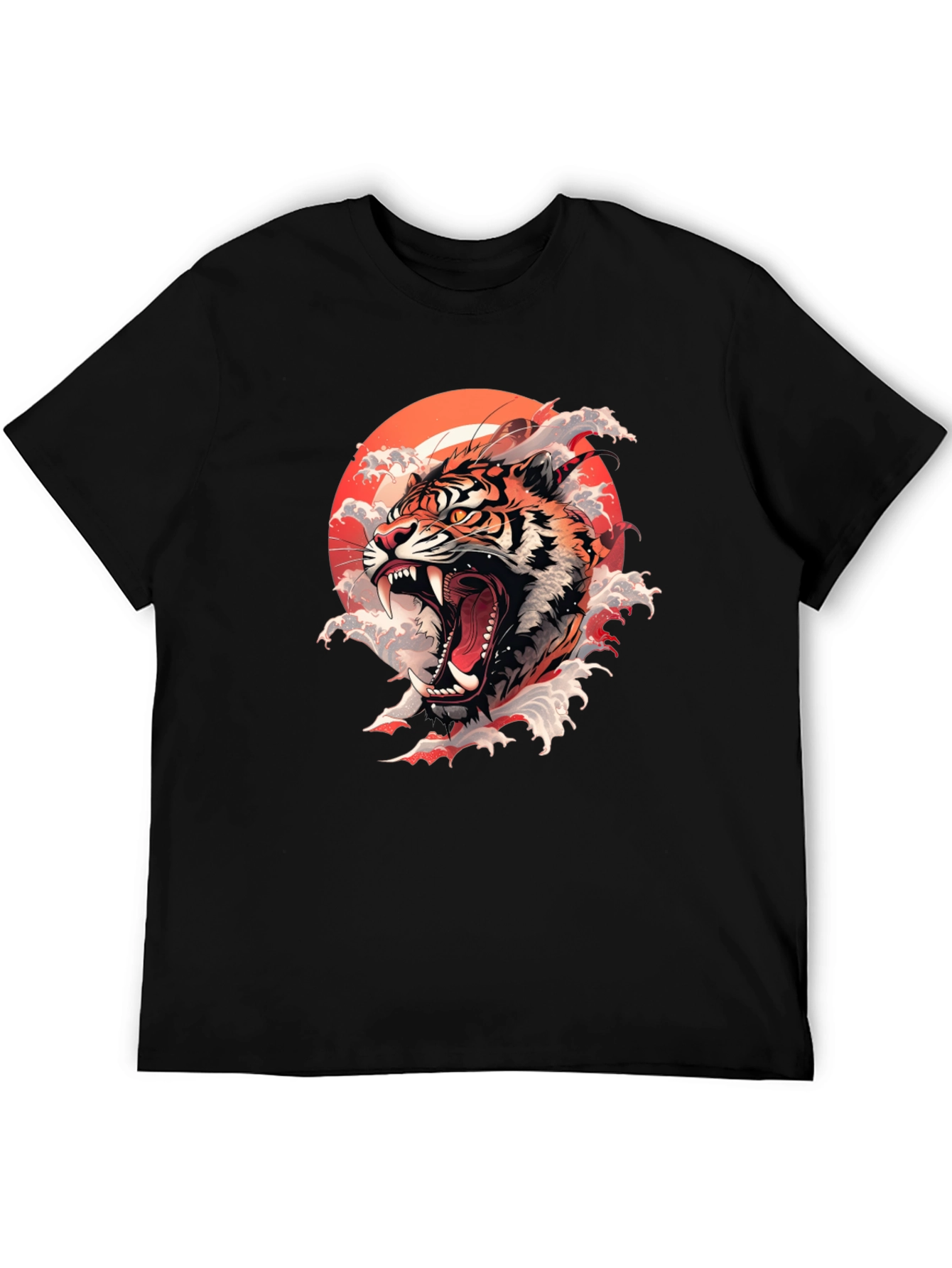Tiger Roar Graphic Print Black Tee
