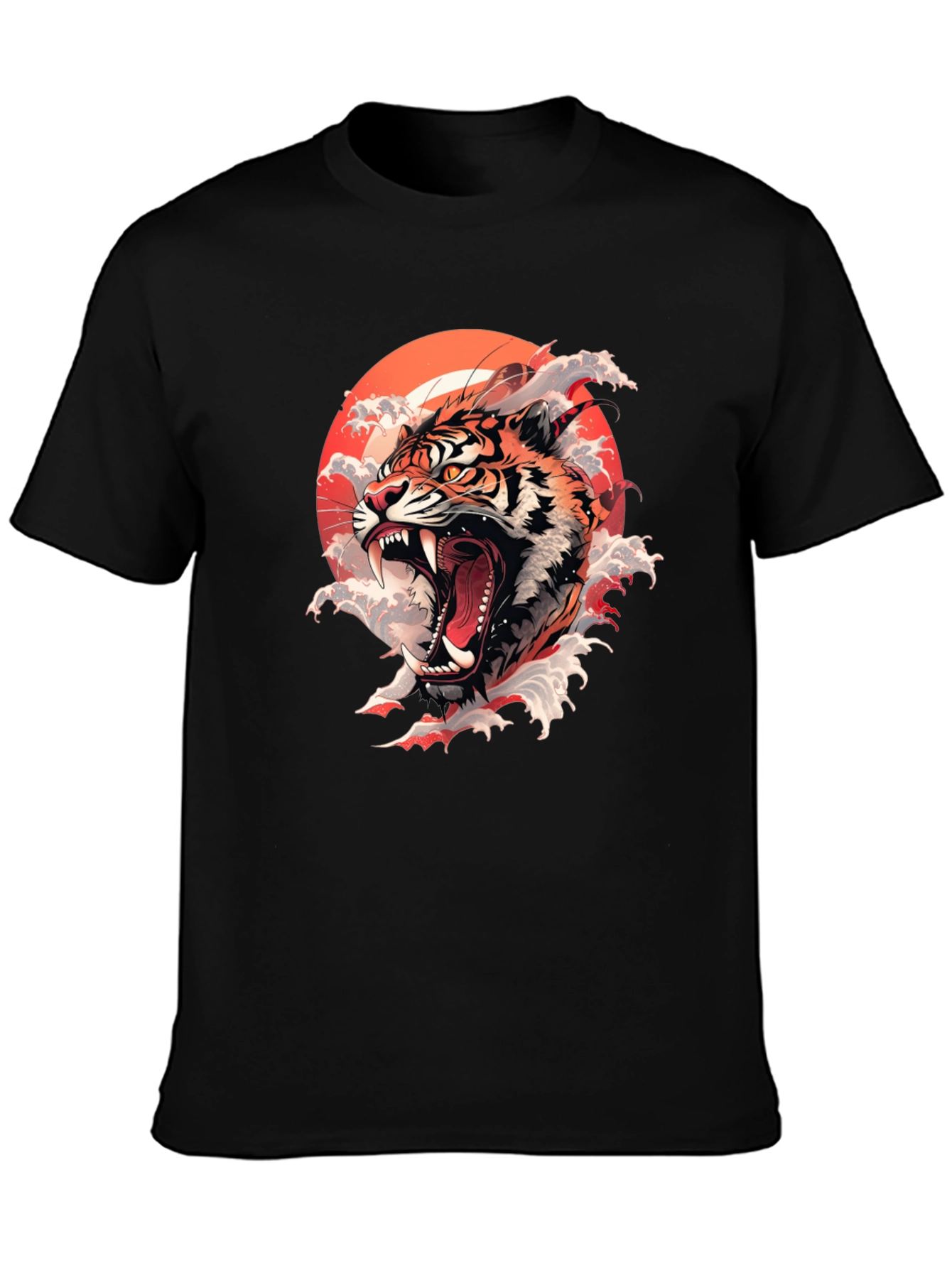 Tiger Roar Graphic Print Black Tee