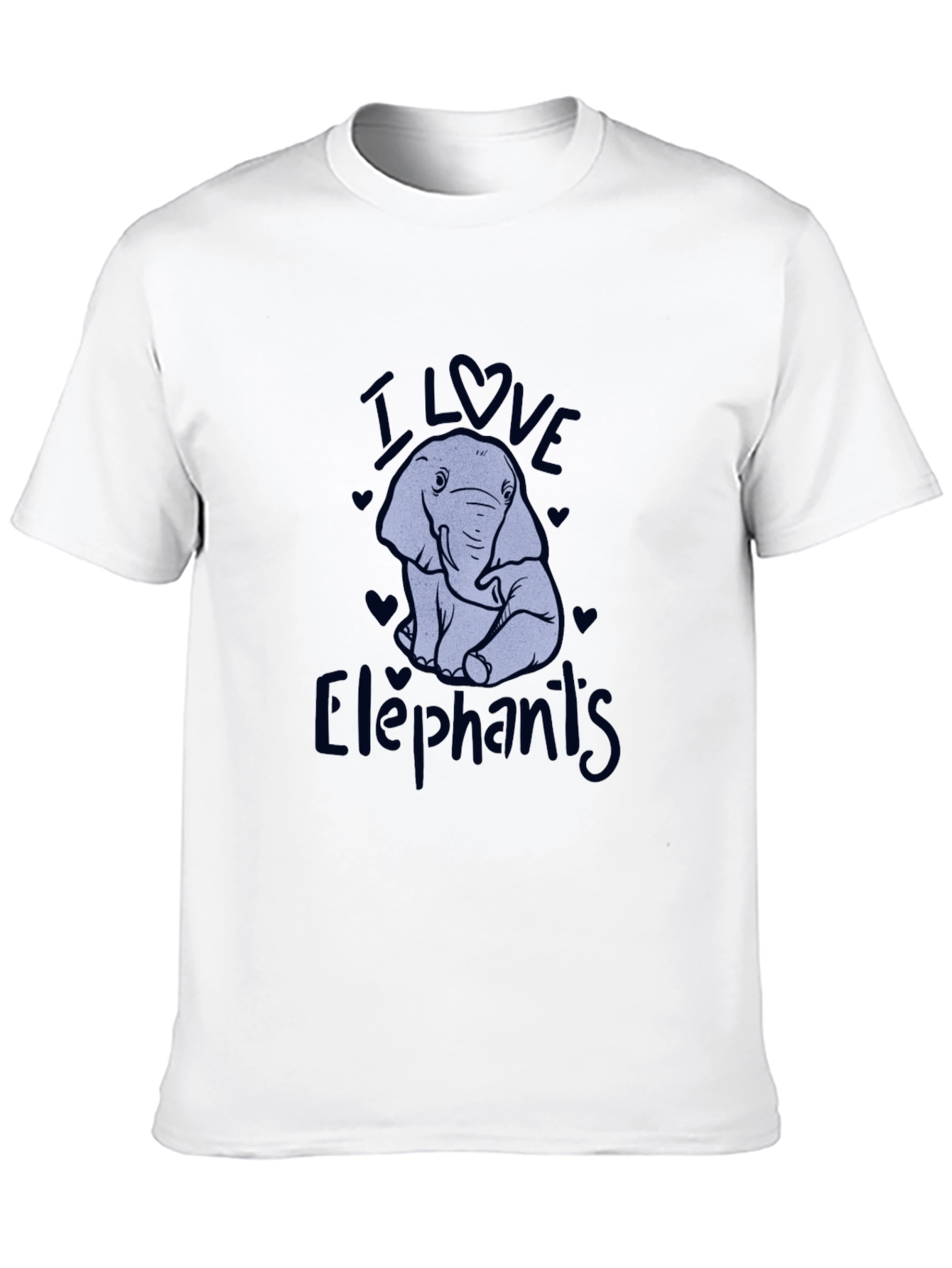 I Love Elephants Black Graphic T-Shirt