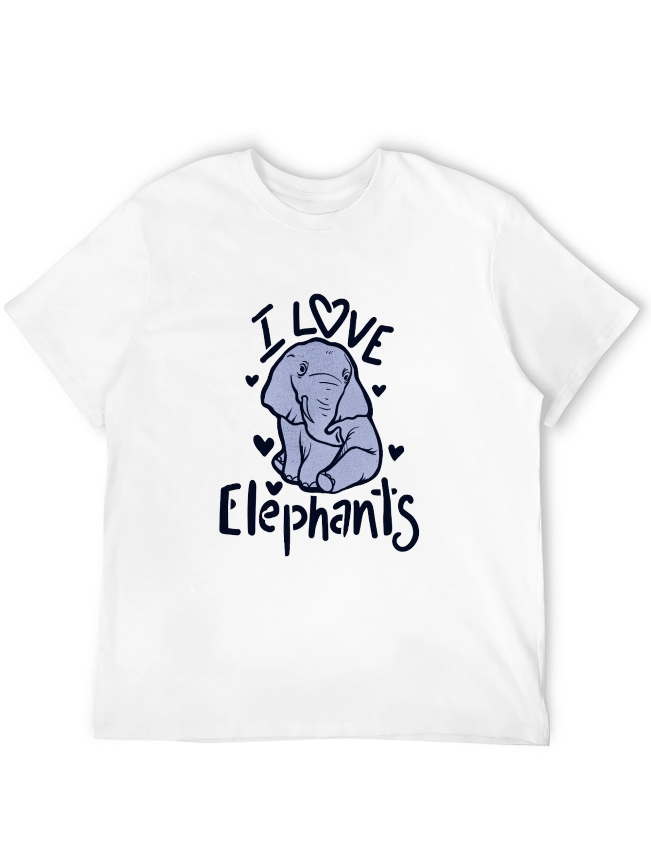 I Love Elephants Black Graphic T-Shirt