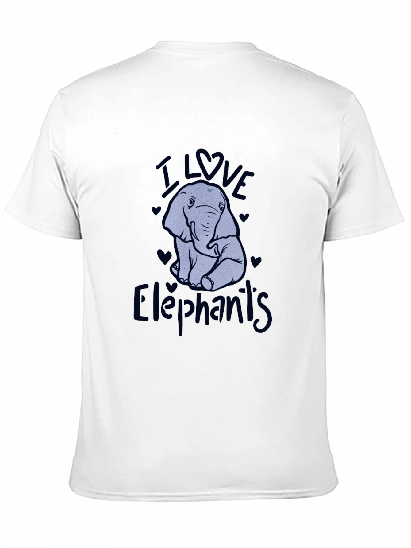 I Love Elephants Black Graphic T-Shirt