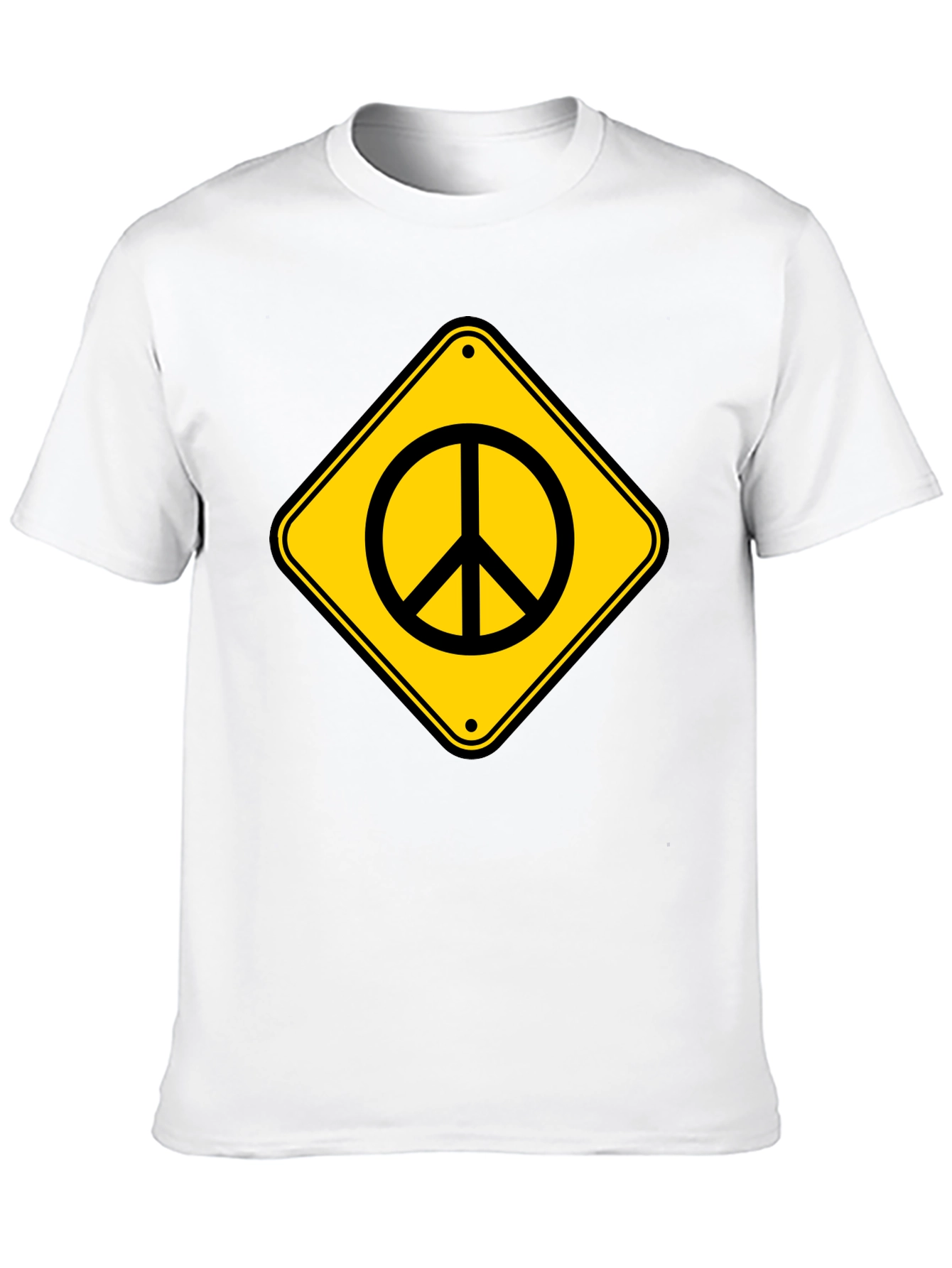 Peace Sign Road Sign Black T-Shirt