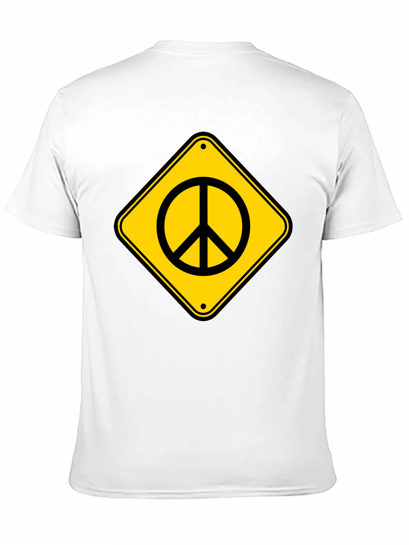 Peace Sign Road Sign Black T-Shirt