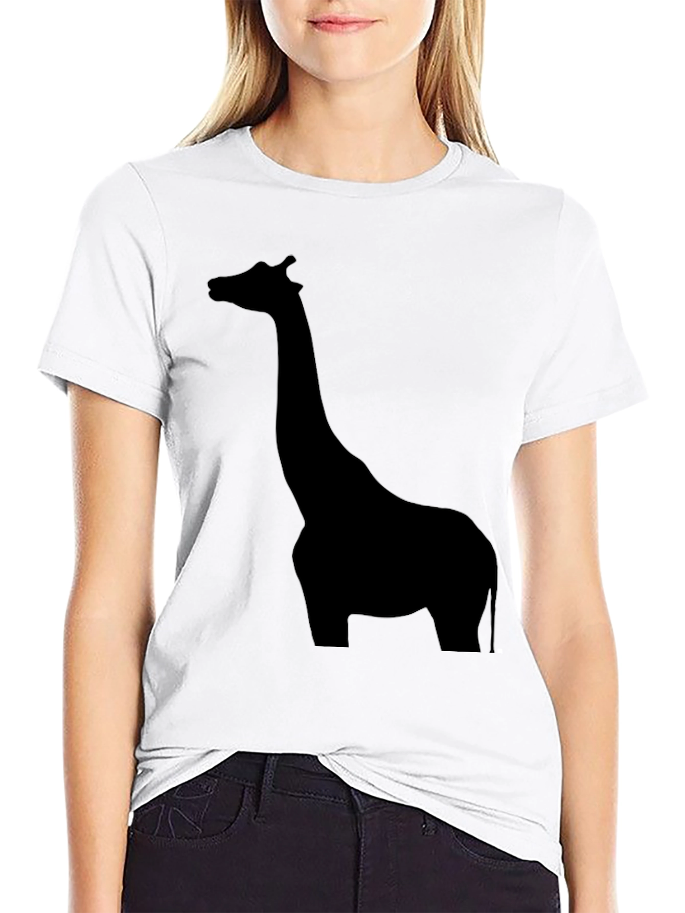 Mens Black Giraffe Silhouette Graphic T-Shirt
