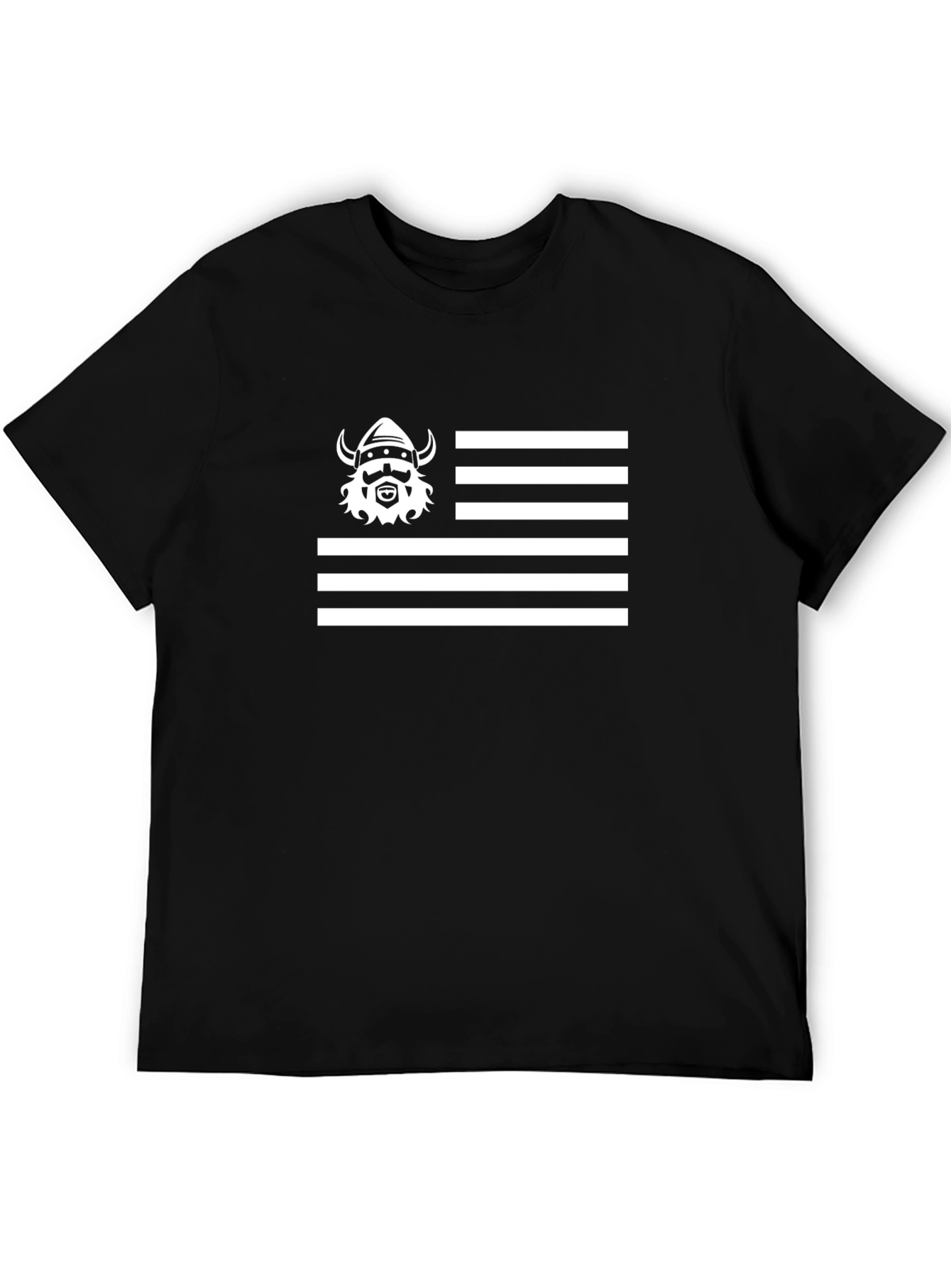 Viking Flag Graphic Tee - Black Cotton Casual T-Shirt