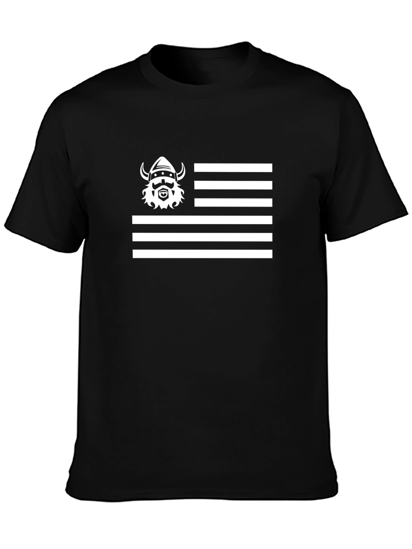 Viking Flag Graphic Tee - Black Cotton Casual T-Shirt