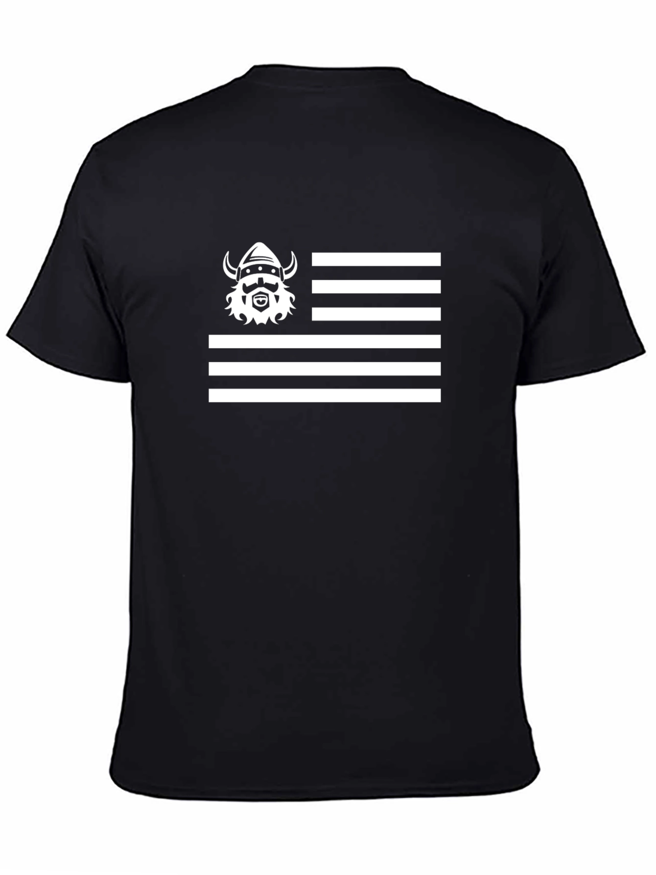Viking Flag Graphic Tee - Black Cotton Casual T-Shirt