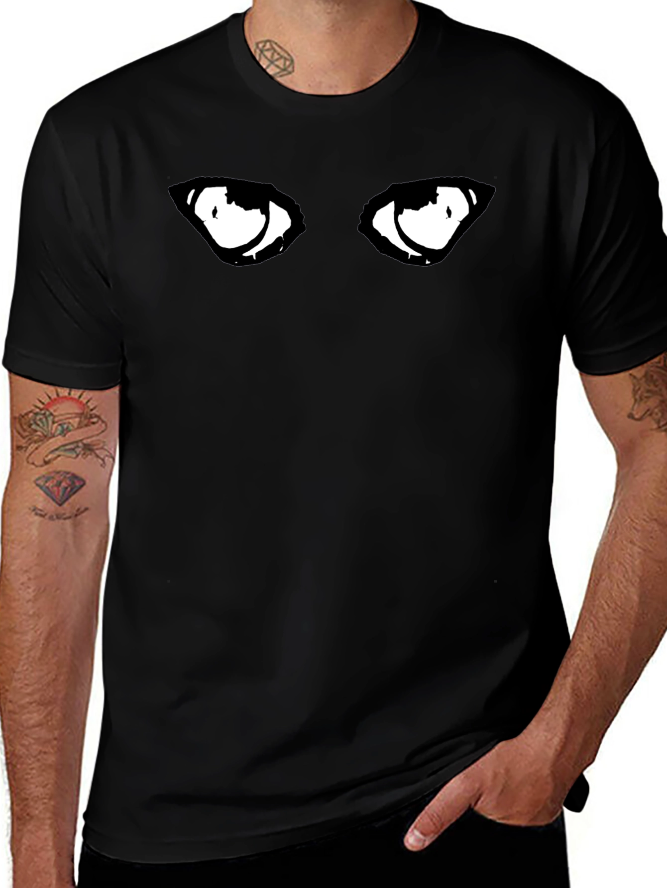 Eyes Graphic Black T-Shirt for Men