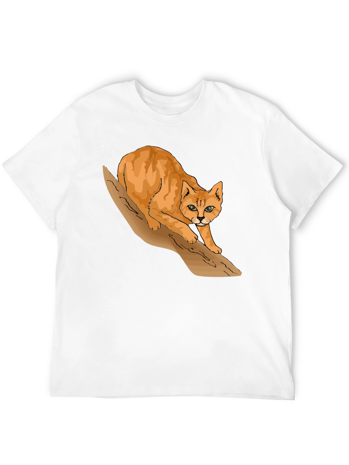Cool Cat on Branch Graphic Tee - Black T-Shirt