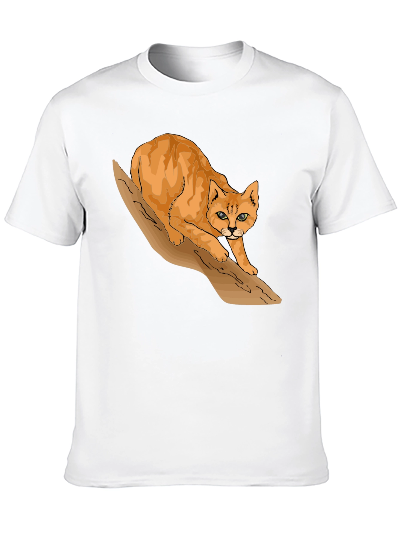 Cool Cat on Branch Graphic Tee - Black T-Shirt