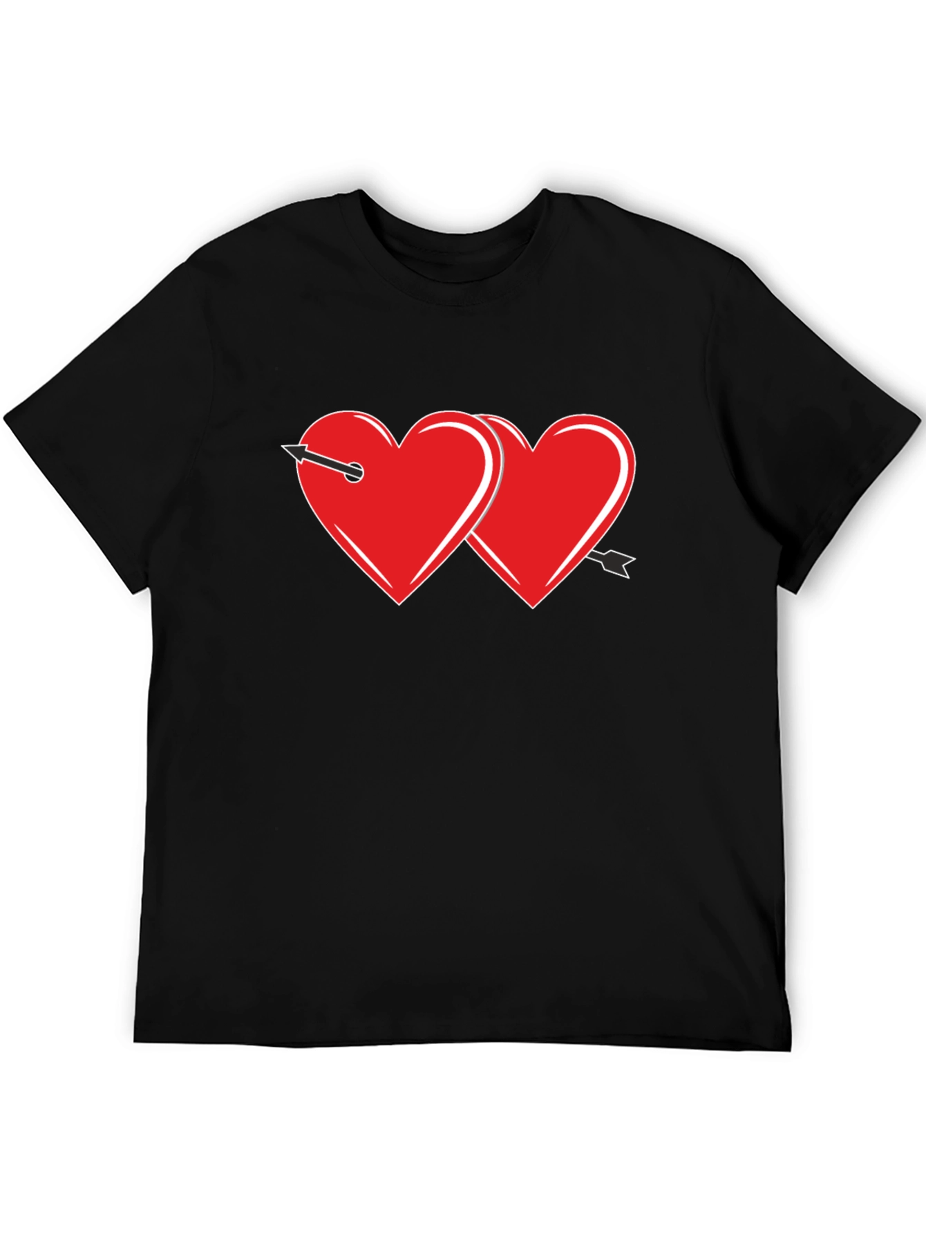 Heart Arrow Graphic Tee - Black Cotton Casual Shirt
