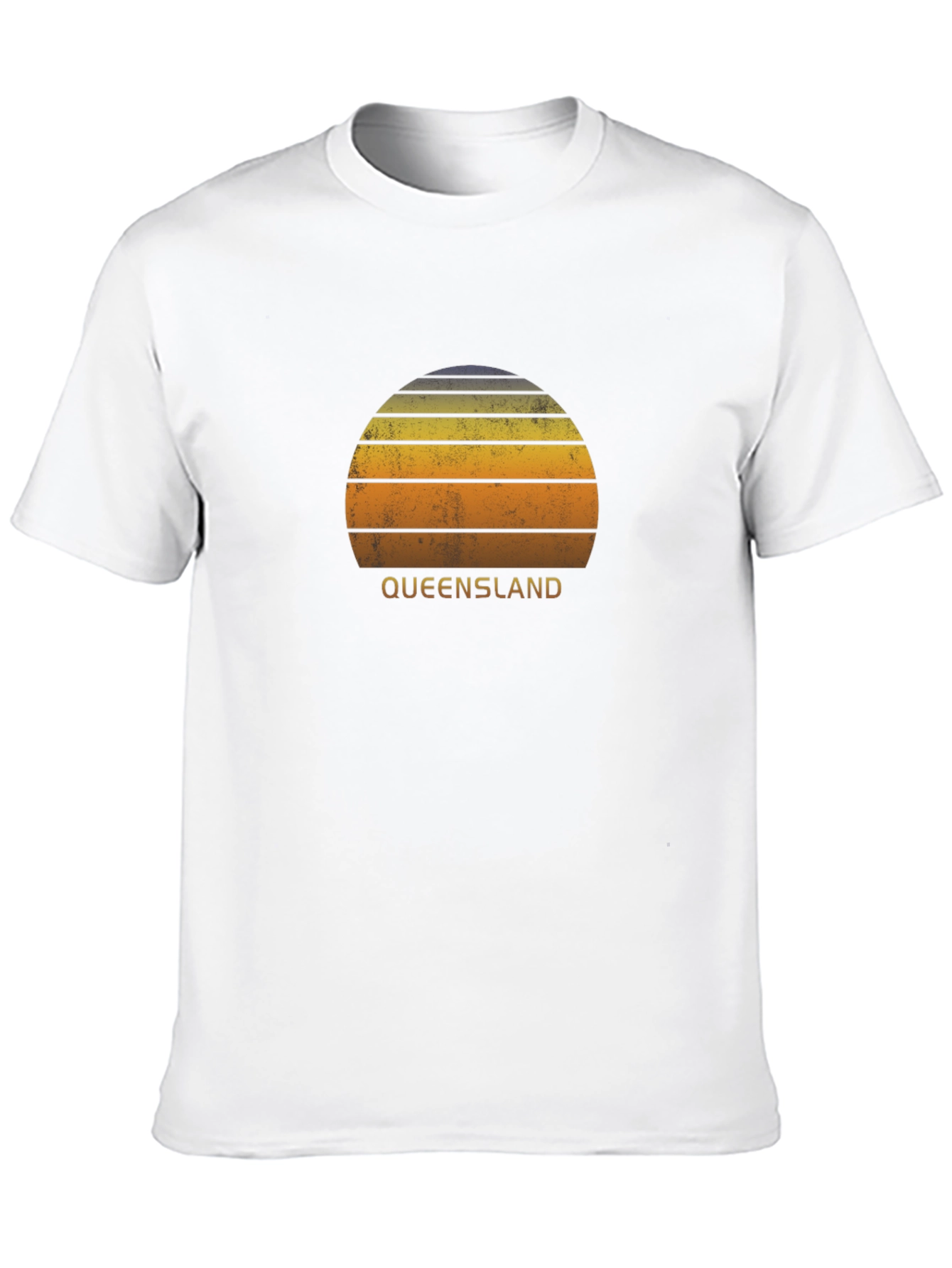Retro Queensland Sunset Graphic Tee - Black Cotton Shirt