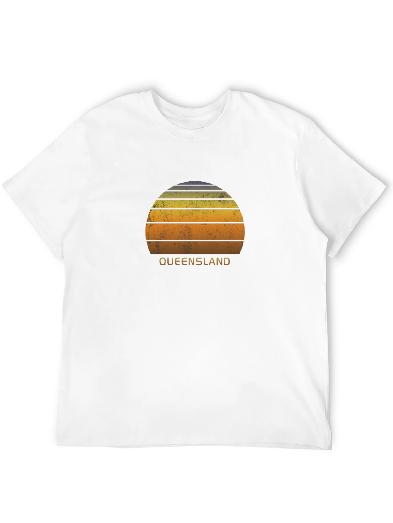 Retro Queensland Sunset Graphic Tee - Black Cotton Shirt