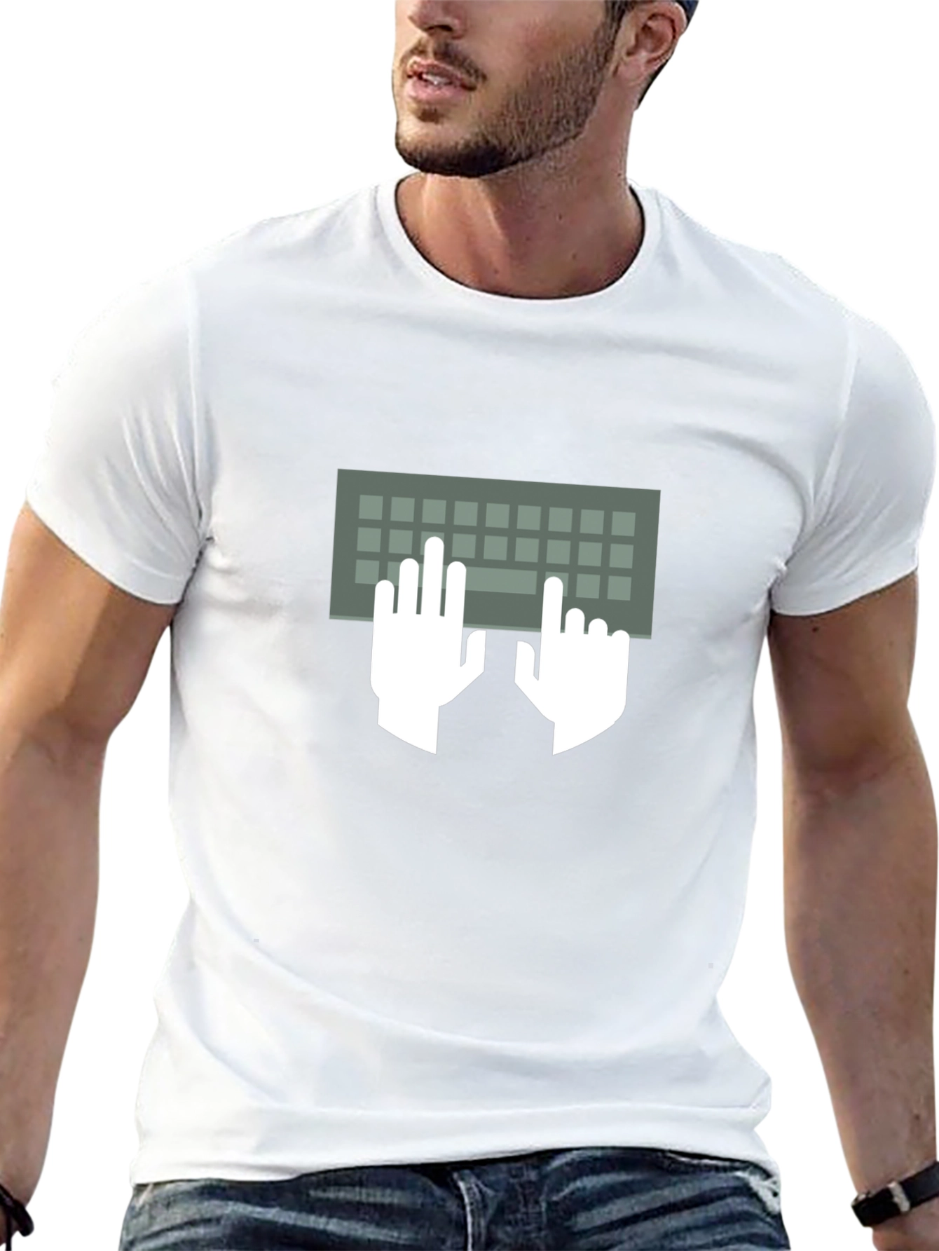 Typing Hands Keyboard Graphic Tee - Black