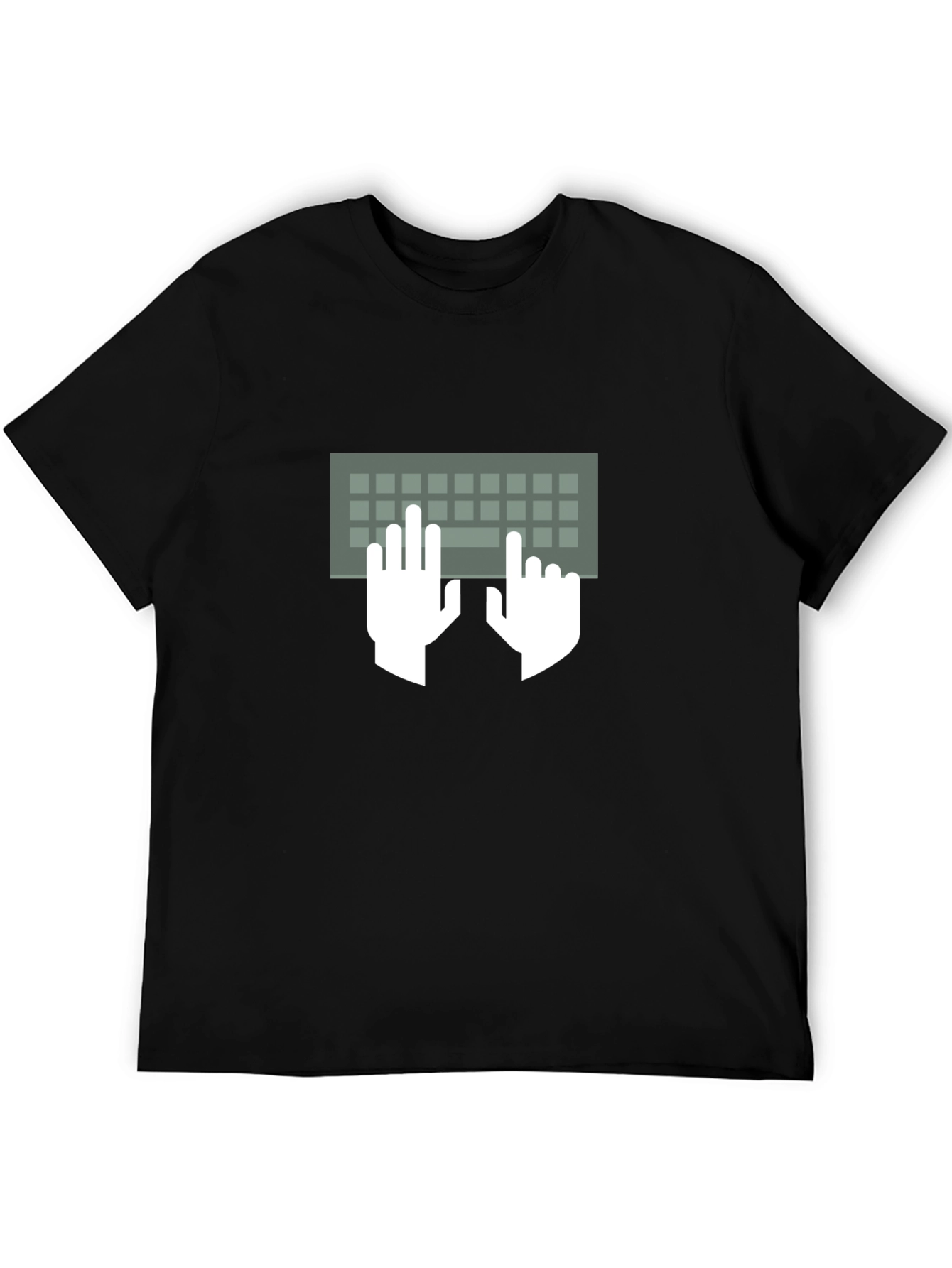 Typing Hands Keyboard Graphic Tee - Black