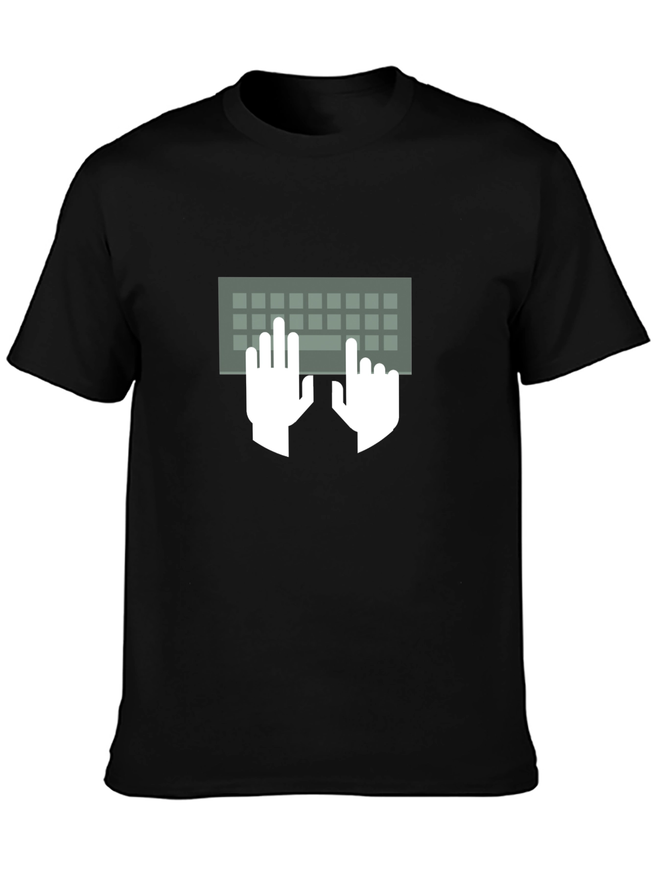 Typing Hands Keyboard Graphic Tee - Black