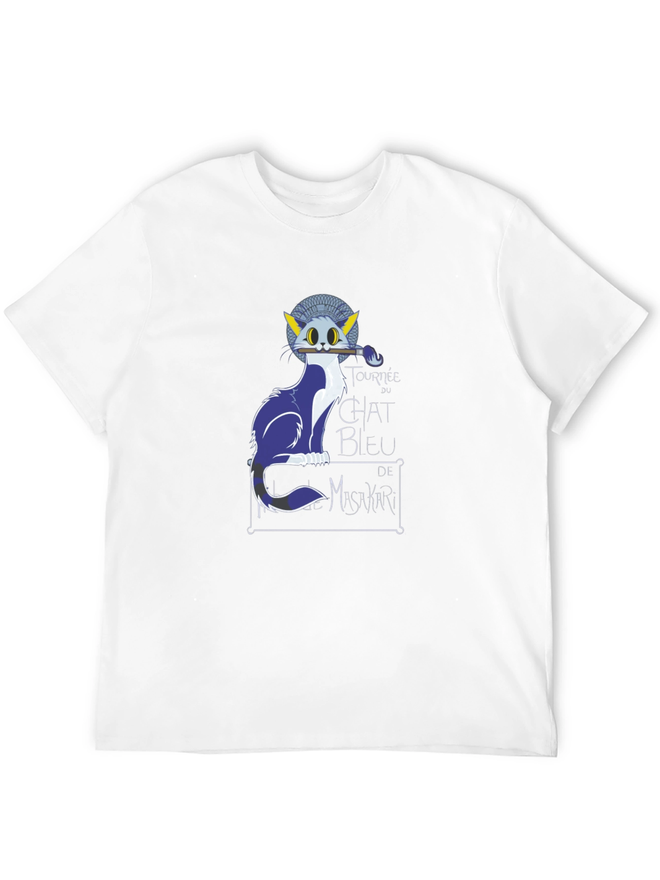 Chat Bleu Tee - Artistic Cat Graphic T-Shirt