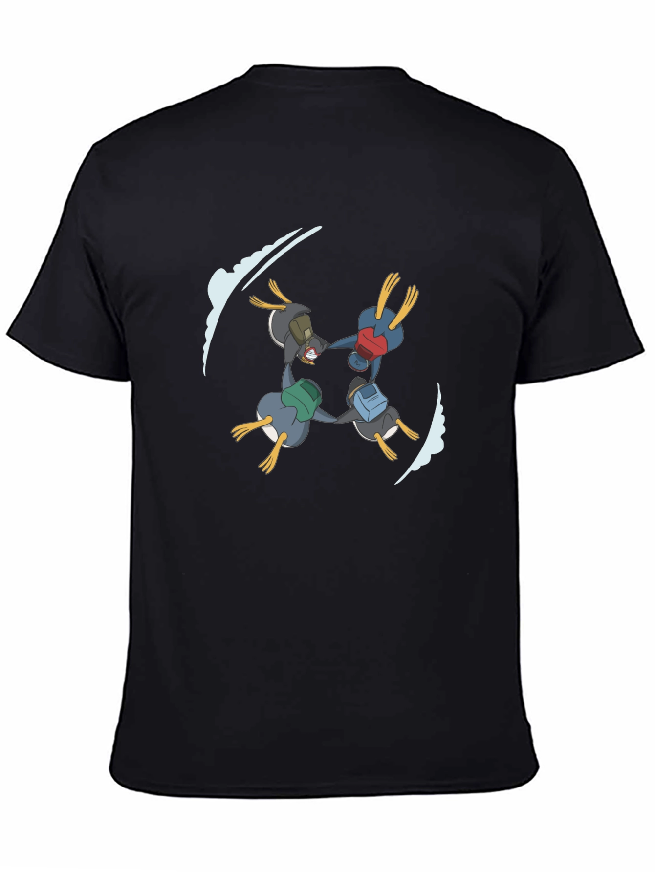 Penguin Skydive T-Shirt - Black Cotton Tee