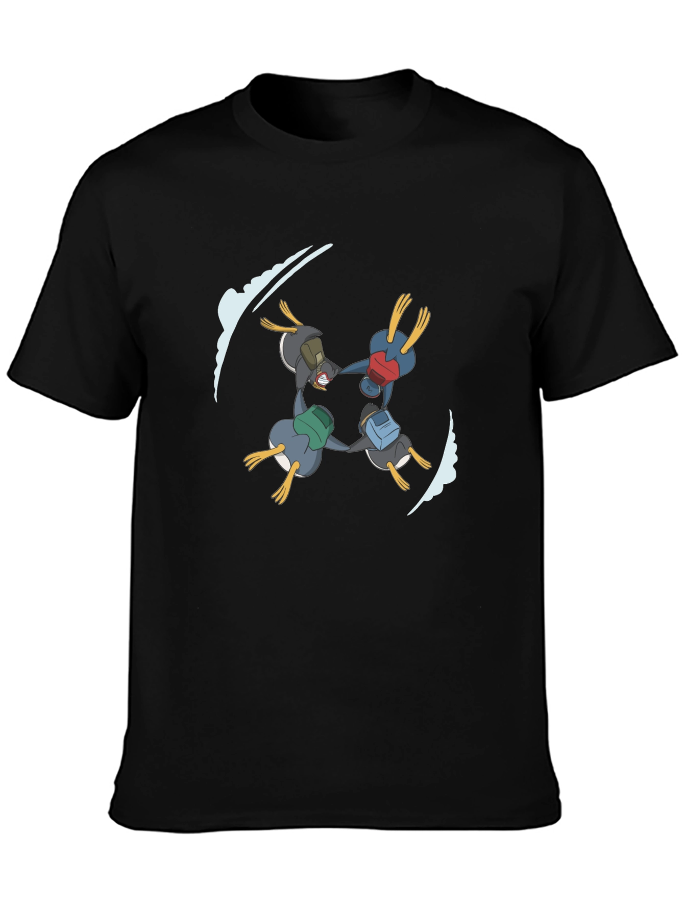 Penguin Skydive T-Shirt - Black Cotton Tee