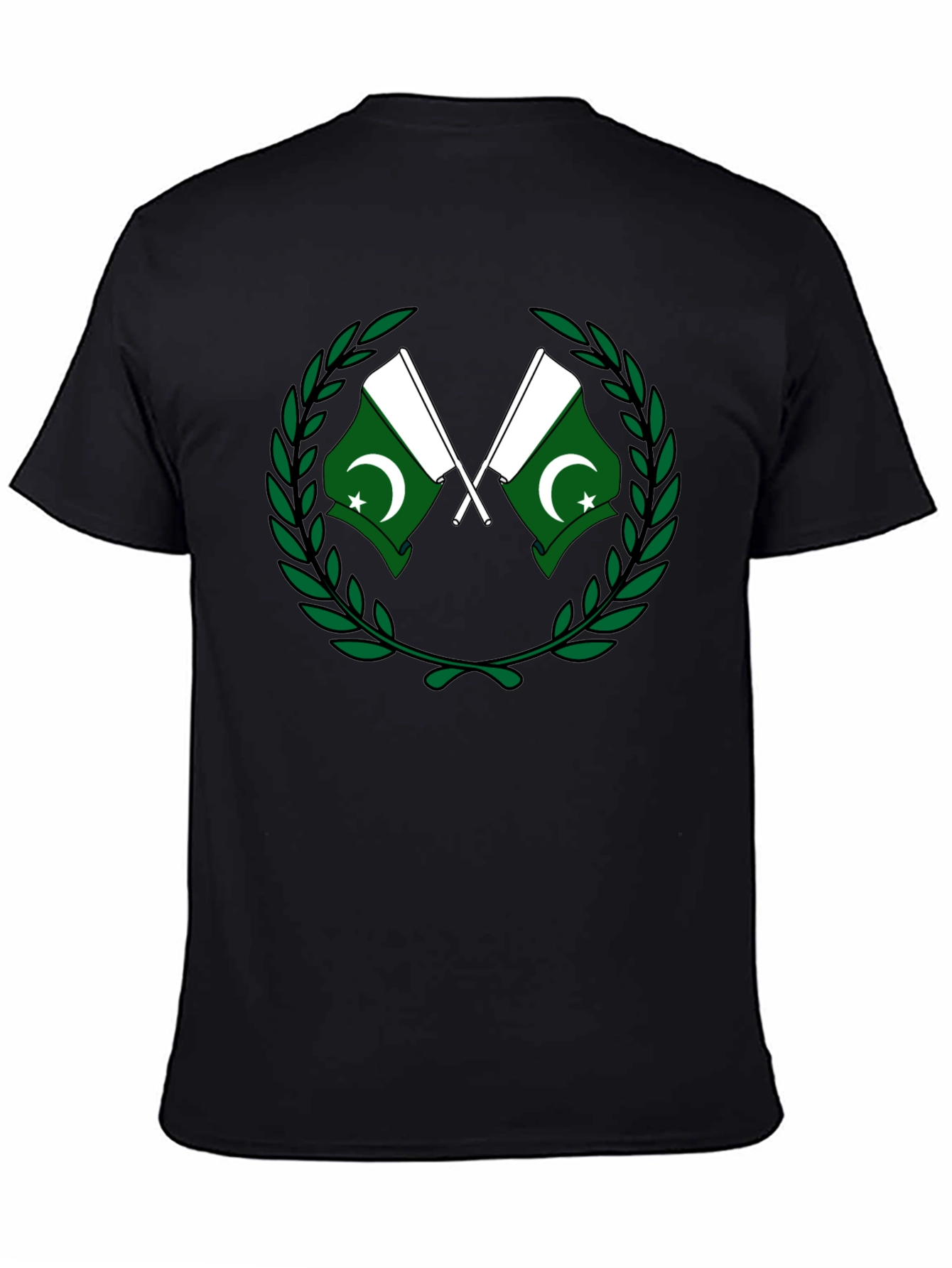 Pakistan Flag T-Shirt - Green and White Crest Design