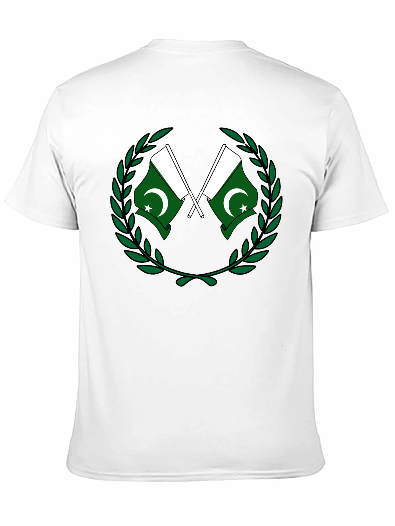 Pakistan Flag T-Shirt - Green and White Crest Design