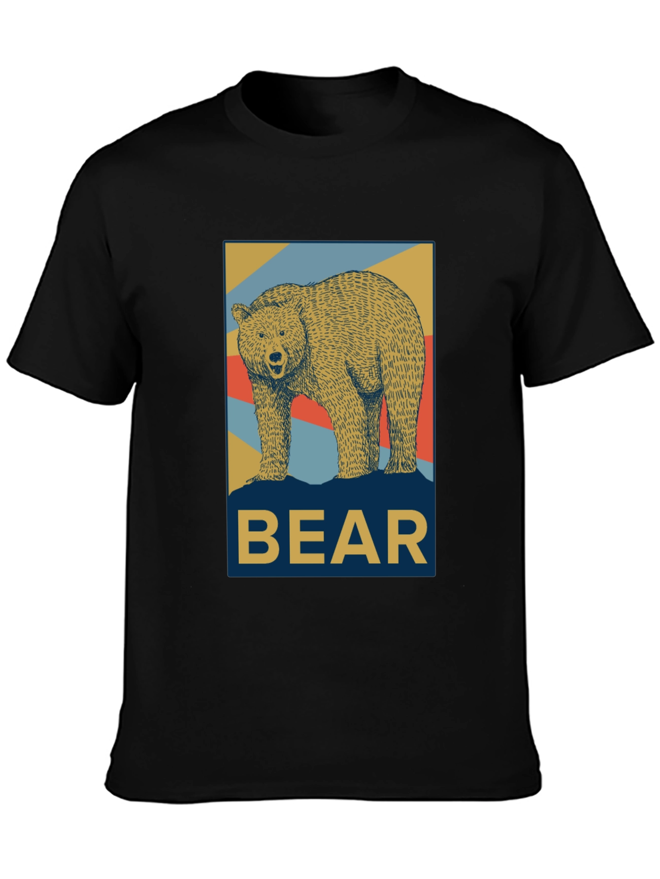 Retro Bear Graphic Tee - Black Casual T-Shirt