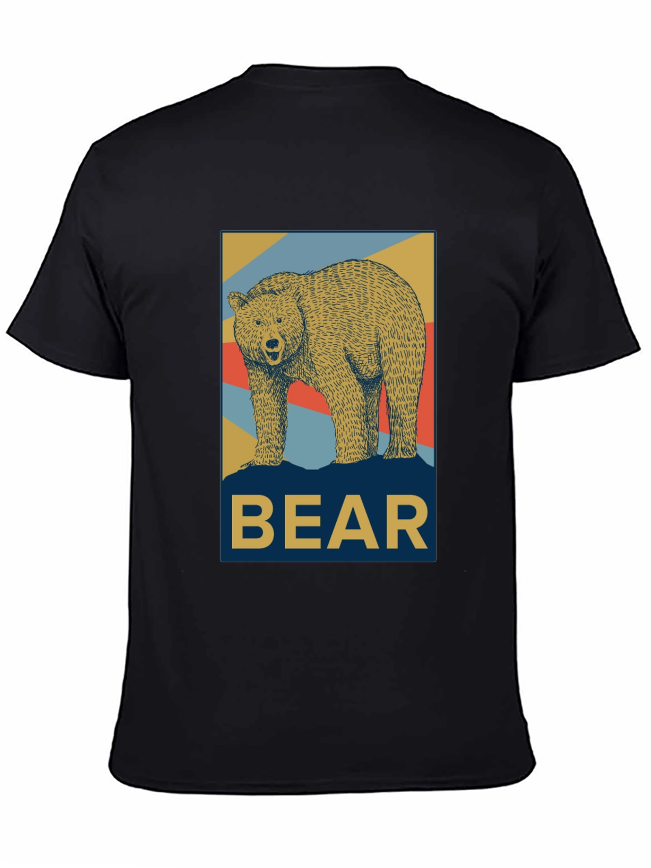 Retro Bear Graphic Tee - Black Casual T-Shirt