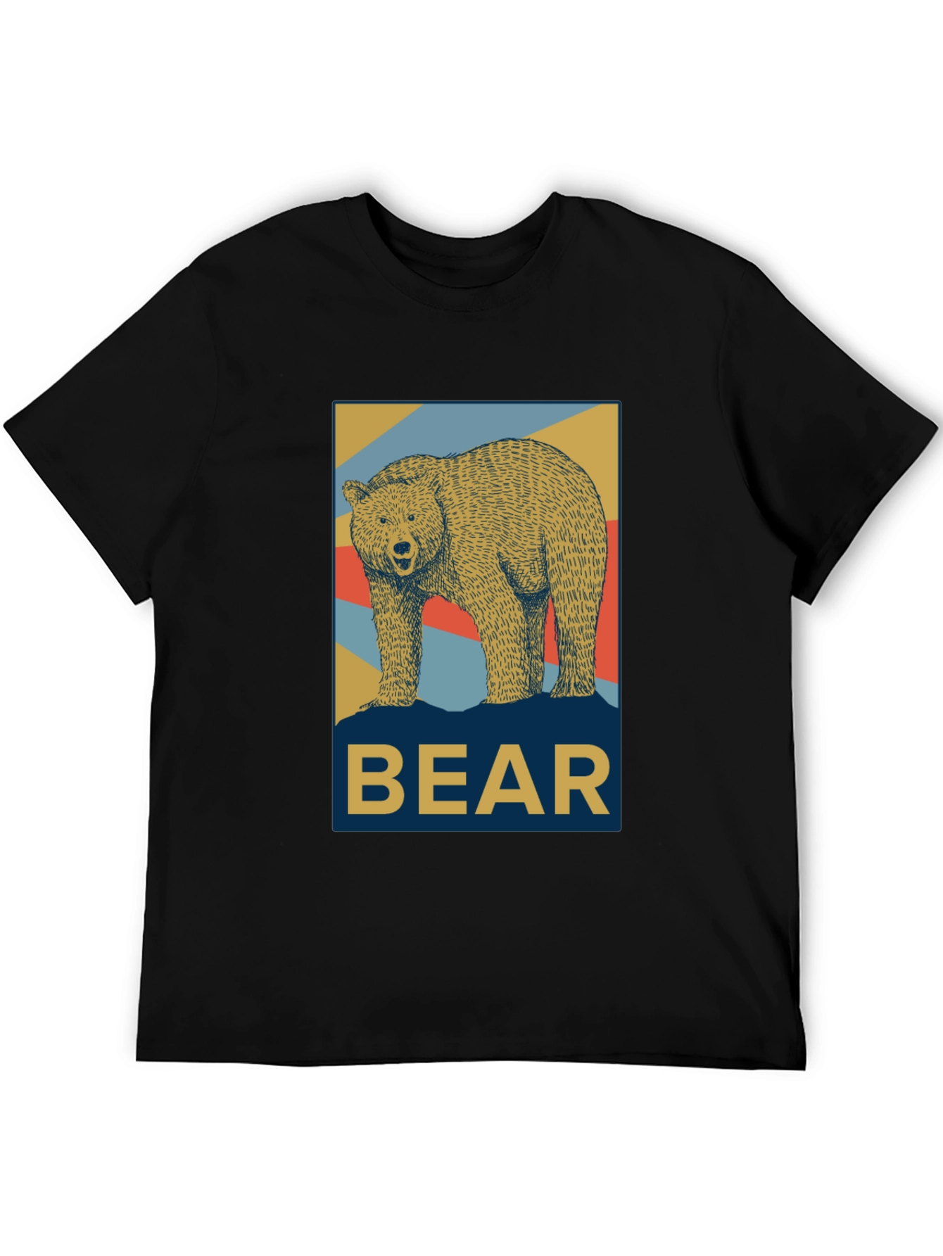 Retro Bear Graphic Tee - Black Casual T-Shirt