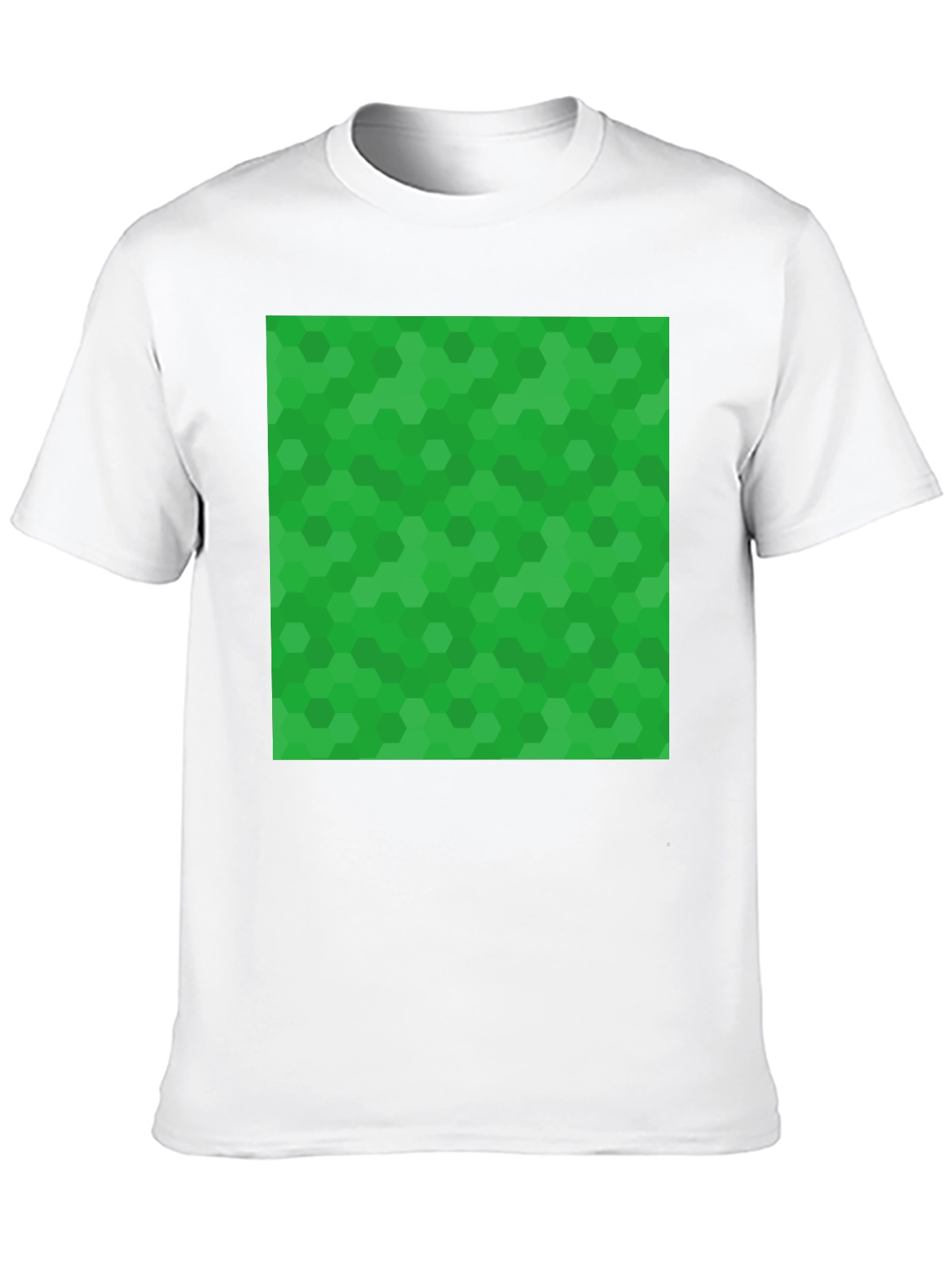 Green Hex Pattern Black T-Shirt
