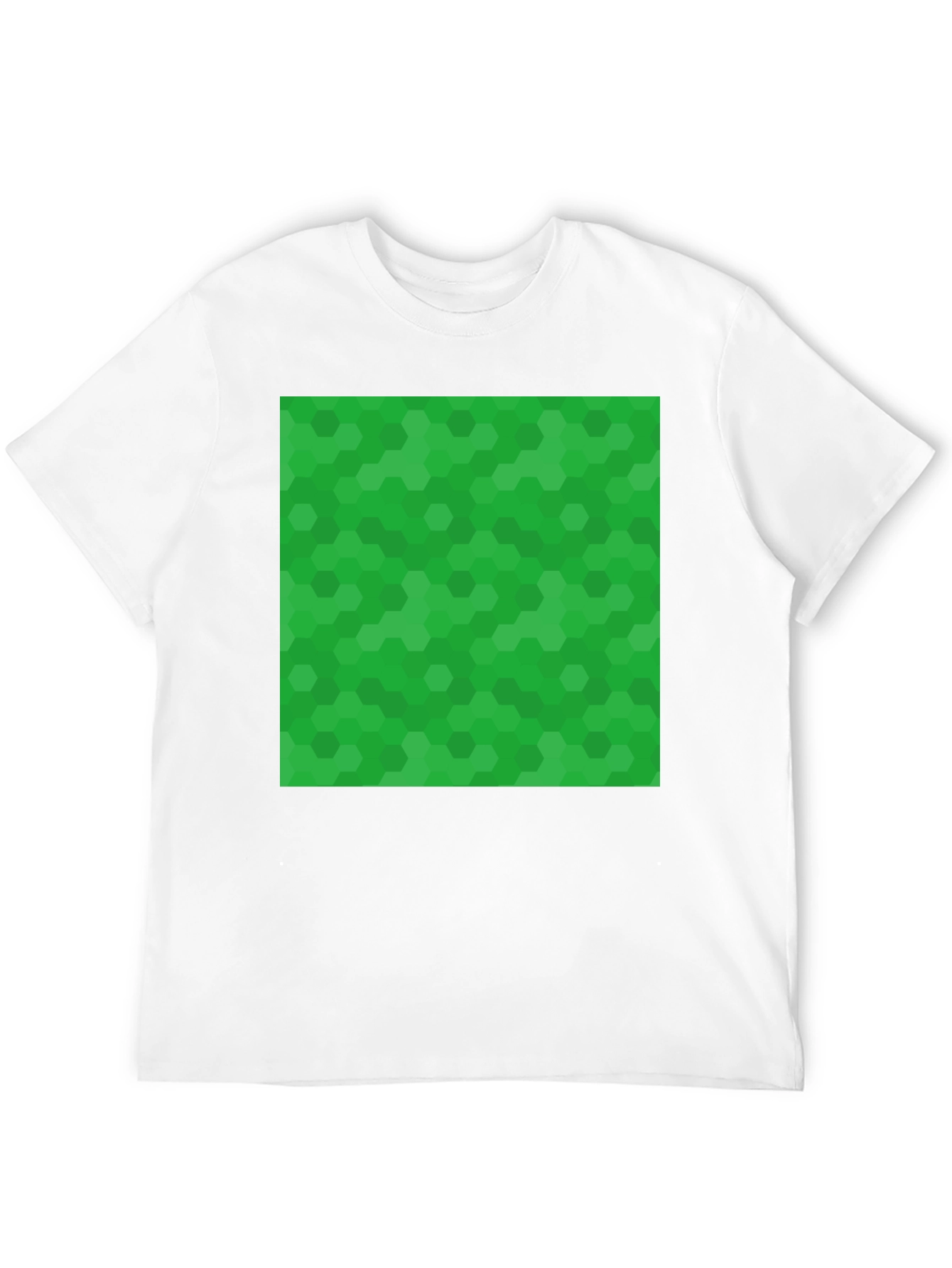 Green Hex Pattern Black T-Shirt