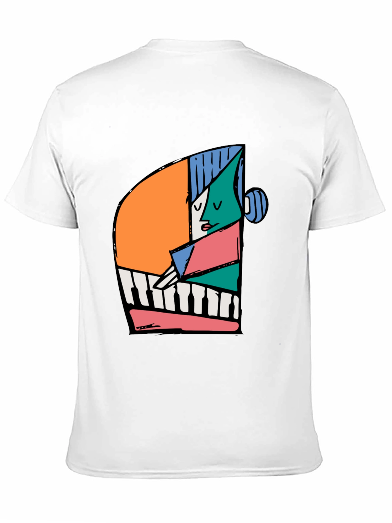 Abstract Piano Player Graphic Tee - Black Unisex T-Shirt