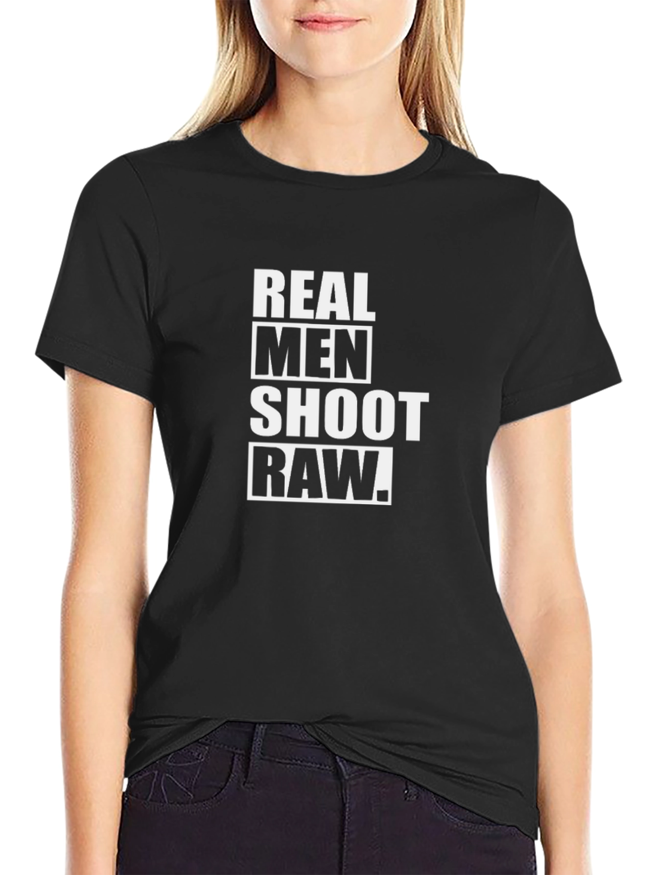 Real Men Shoot RAW - Funny Photography T-Shirt