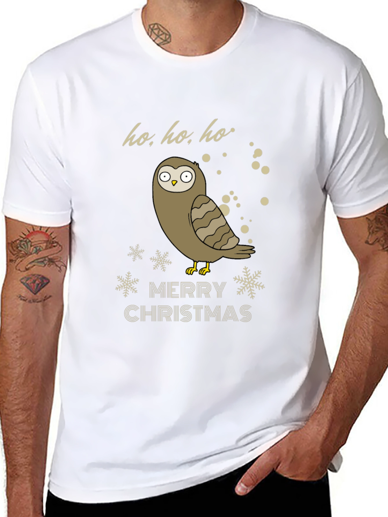 Owl Merry Christmas Graphic T-Shirt - Holiday Tee