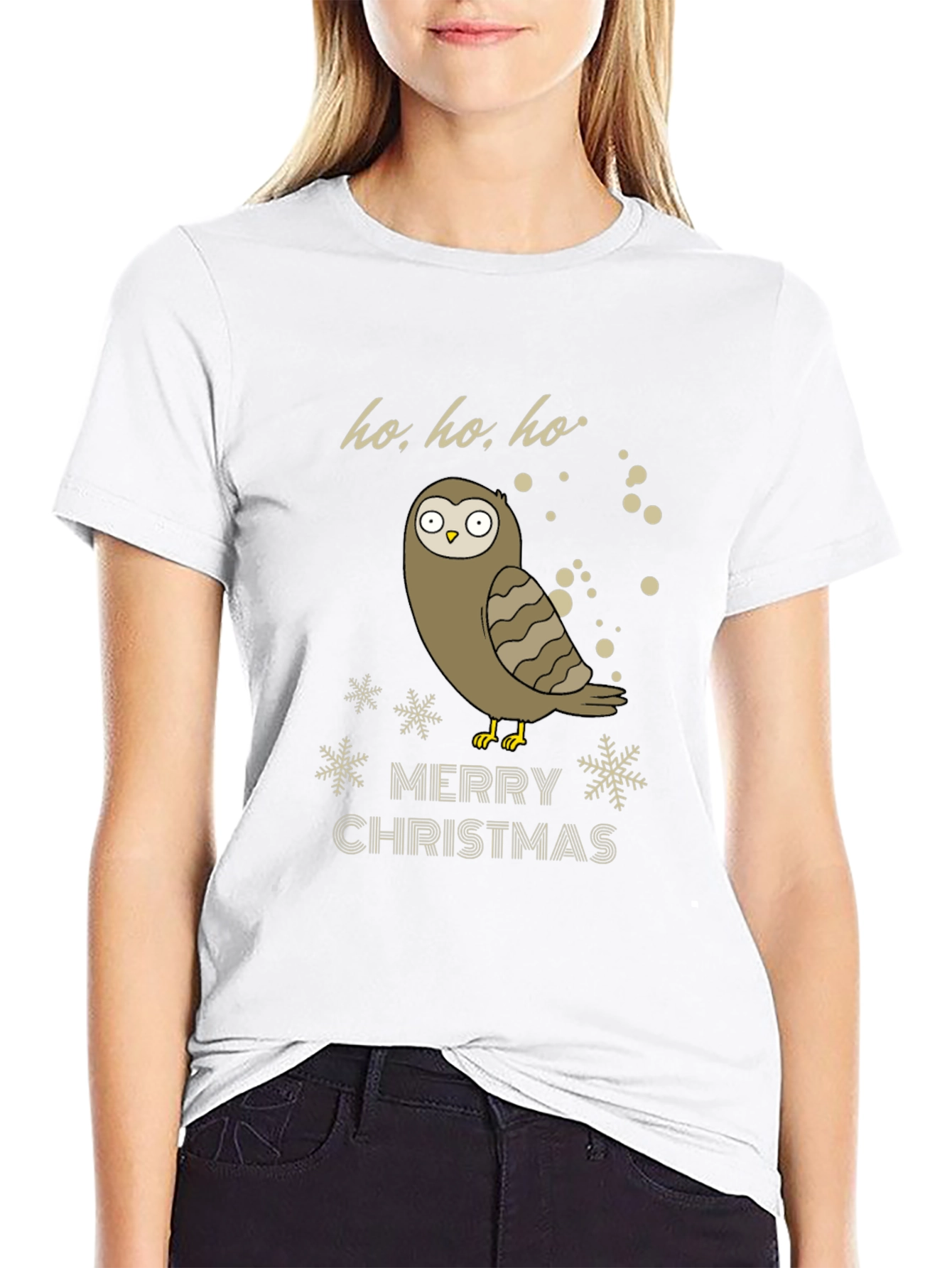 Owl Merry Christmas Graphic T-Shirt - Holiday Tee