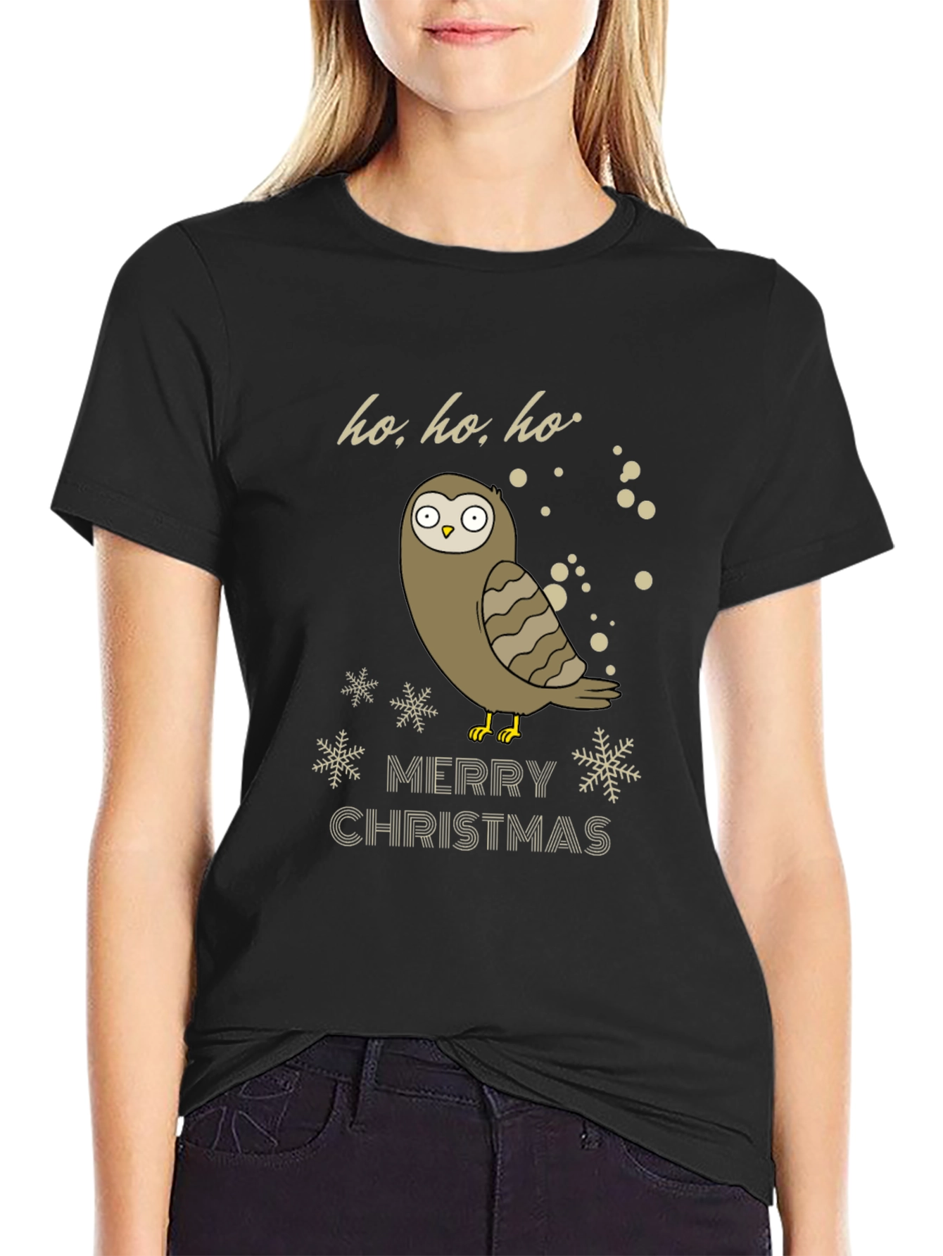 Owl Merry Christmas Graphic T-Shirt - Holiday Tee