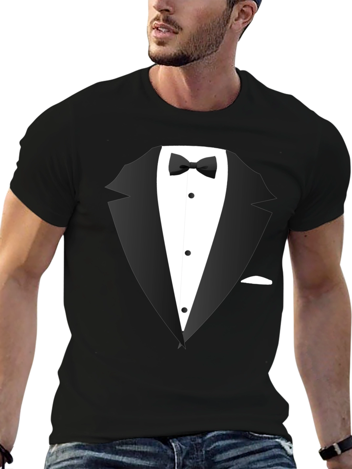 Tuxedo Graphic Tee - Dressy Casual Black T-Shirt