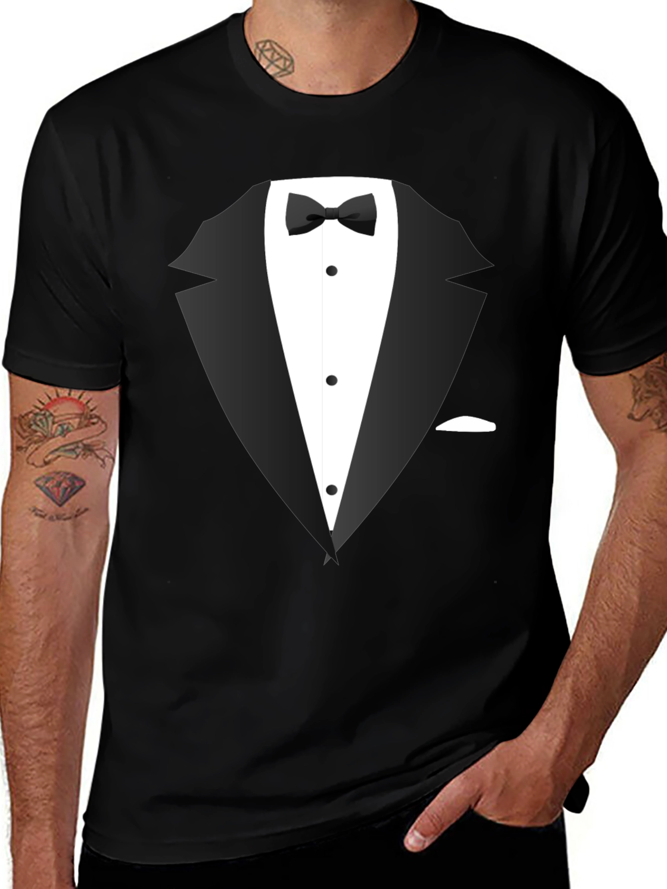 Tuxedo Graphic Tee - Dressy Casual Black T-Shirt