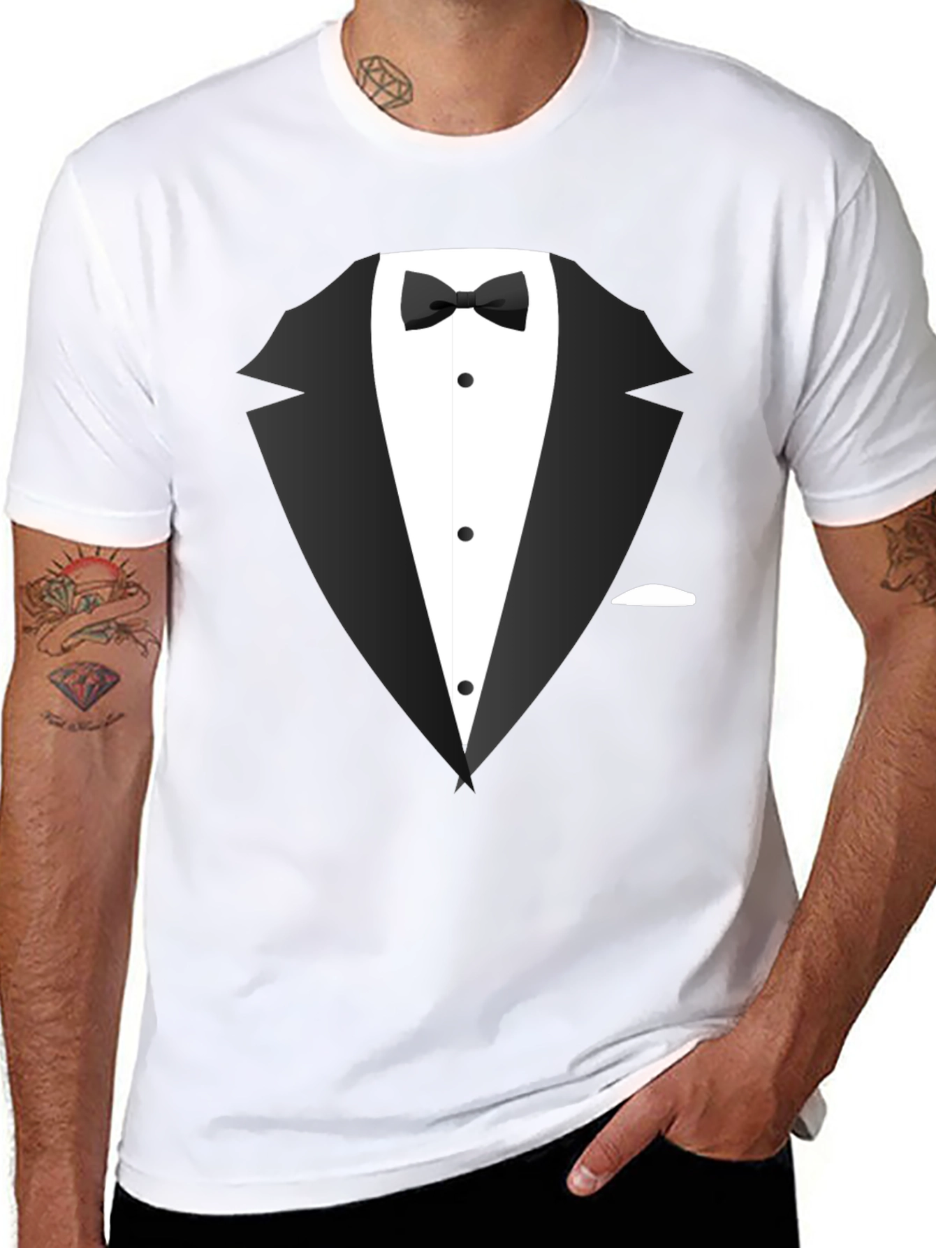 Tuxedo Graphic Tee - Dressy Casual Black T-Shirt
