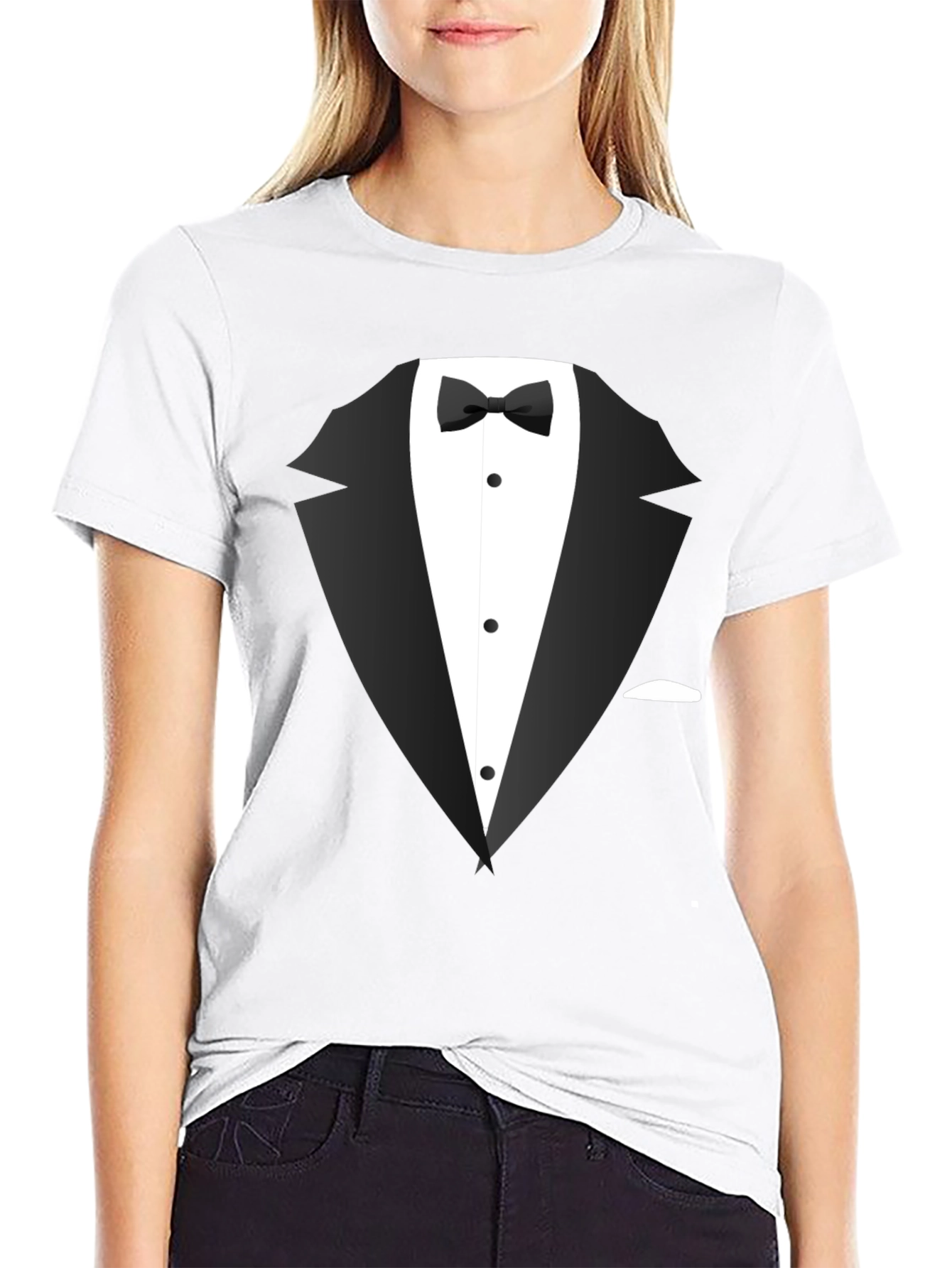 Tuxedo Graphic Tee - Dressy Casual Black T-Shirt