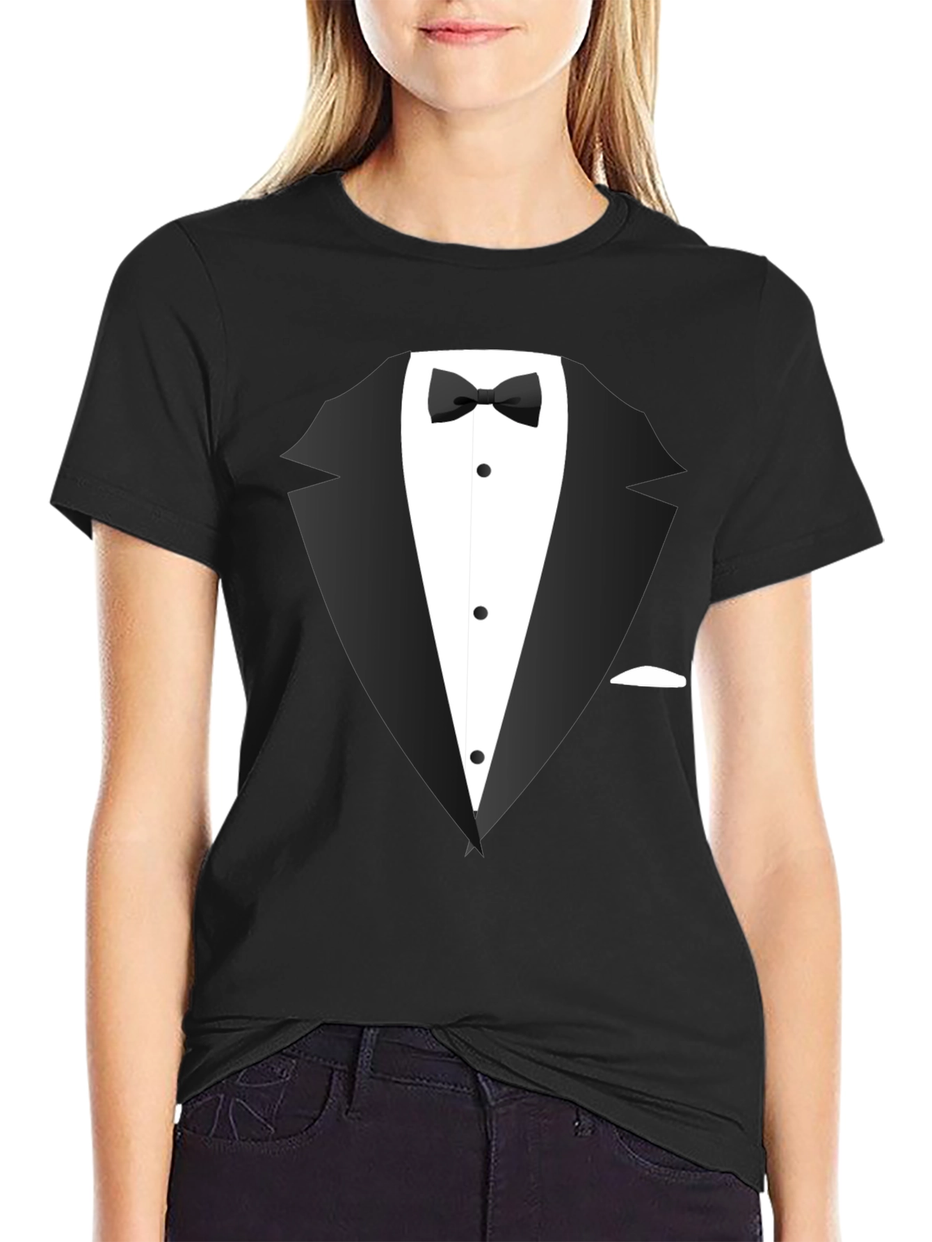 Tuxedo Graphic Tee - Dressy Casual Black T-Shirt