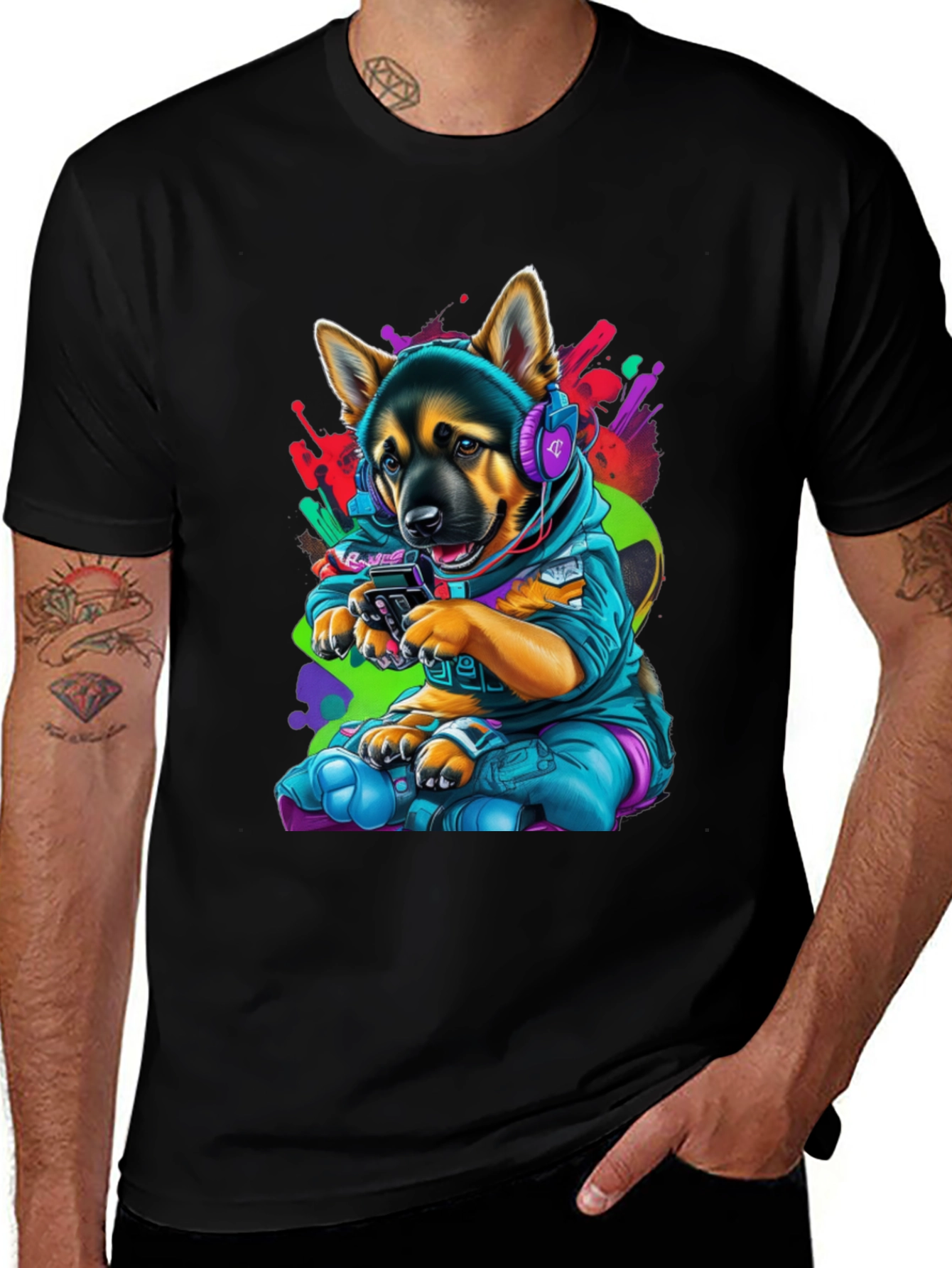 Dog Gamer Graphic T-Shirt