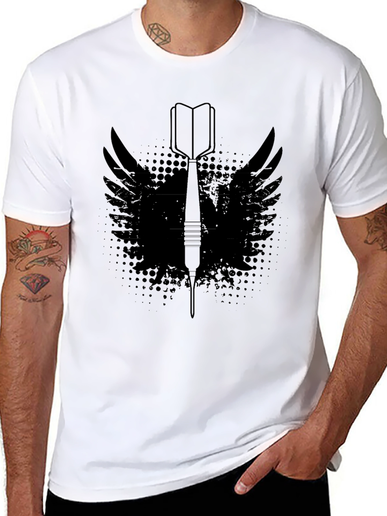 Winged Dart Graphic T-Shirt - Black Cotton Tee