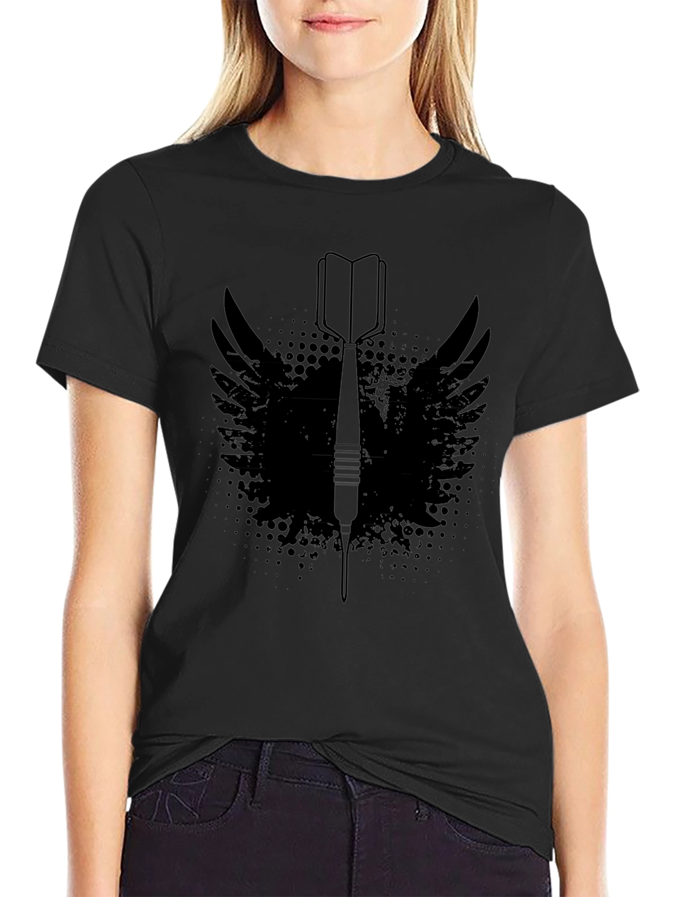 Winged Dart Graphic T-Shirt - Black Cotton Tee