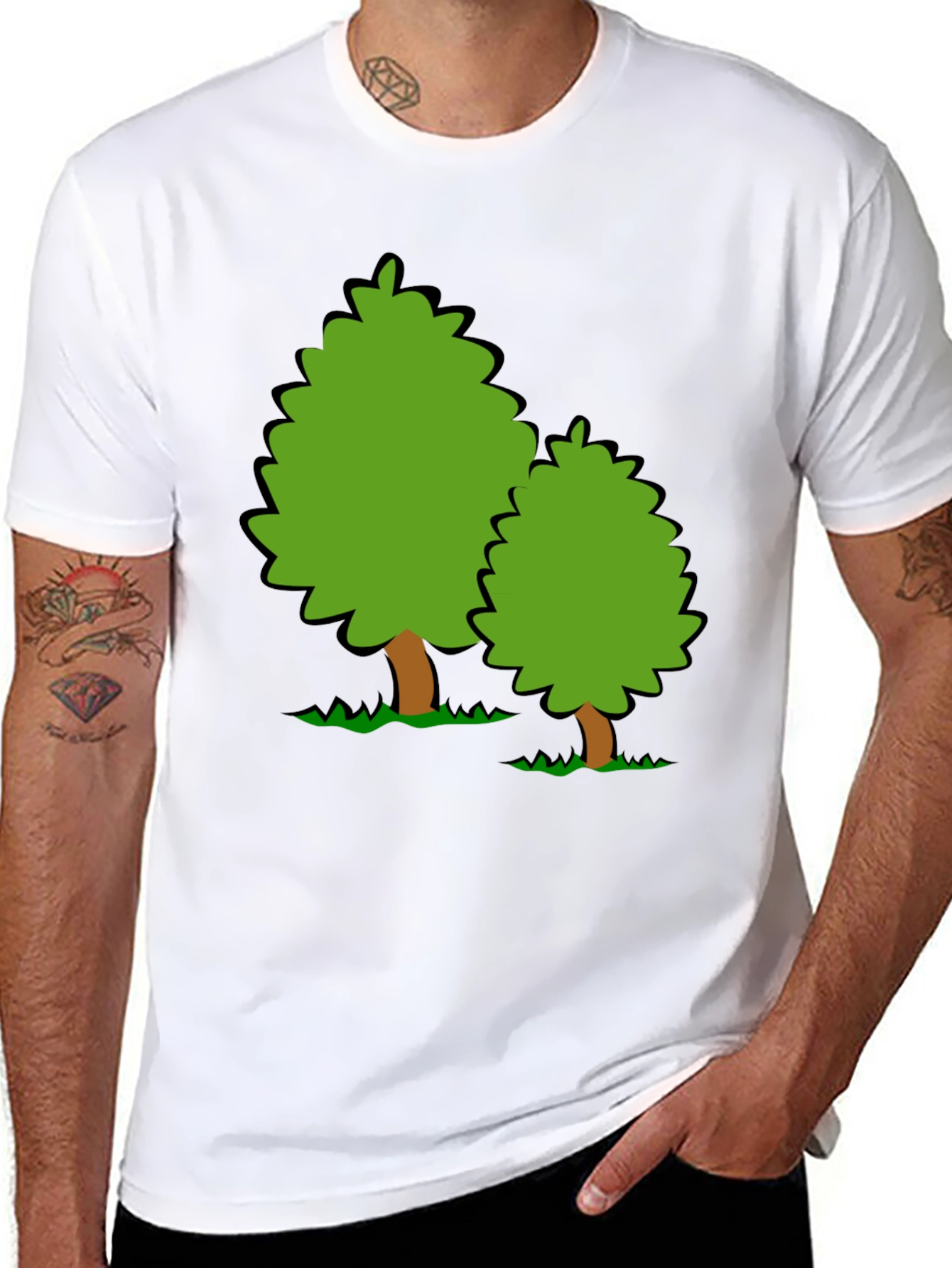 Cartoon Tree Graphic Black T-Shirt